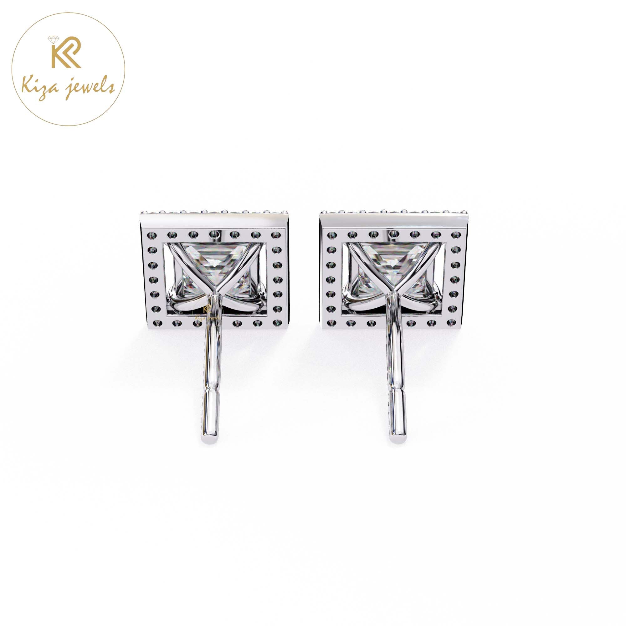 1.68 TDW Princess & Round Cut Diamond Women's Stud Earring