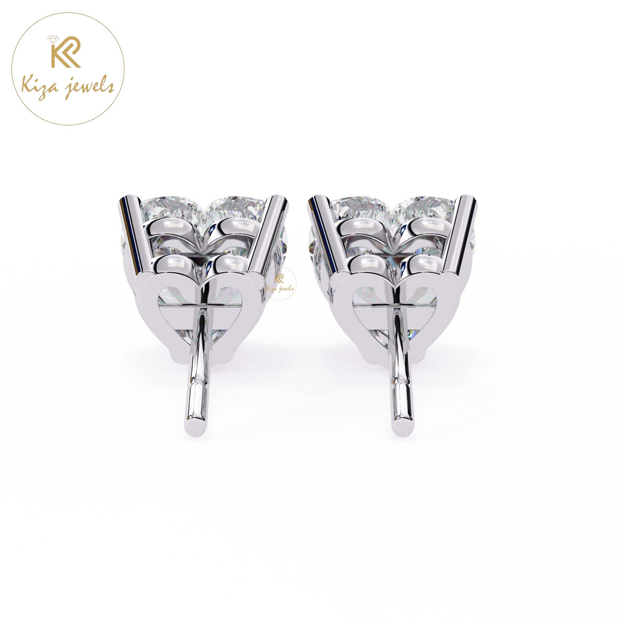 2.43 TDW Heart Cut Diamond Women's Stud Earring