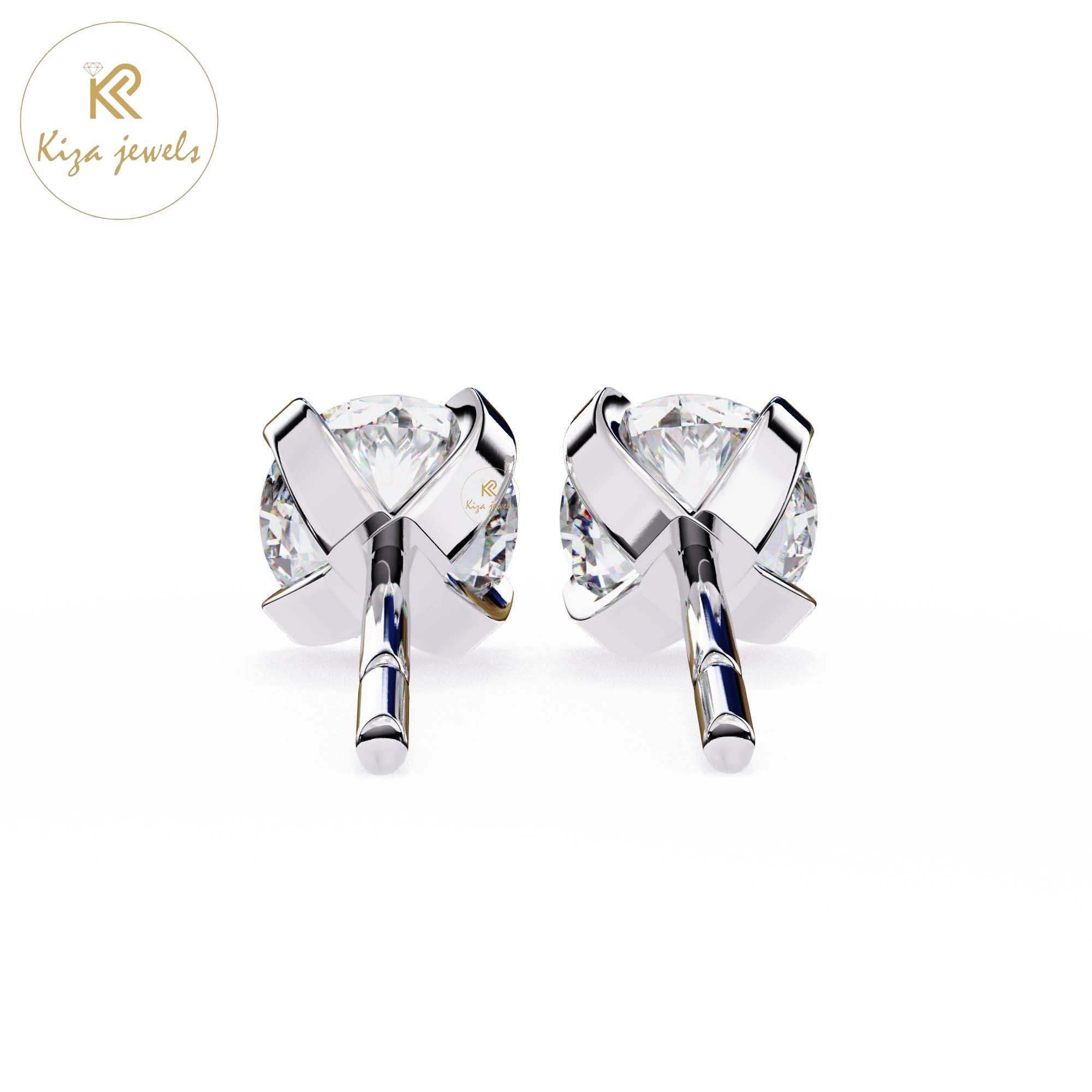 2.57 TDW Round Cut Diamond Women's Stud Earring