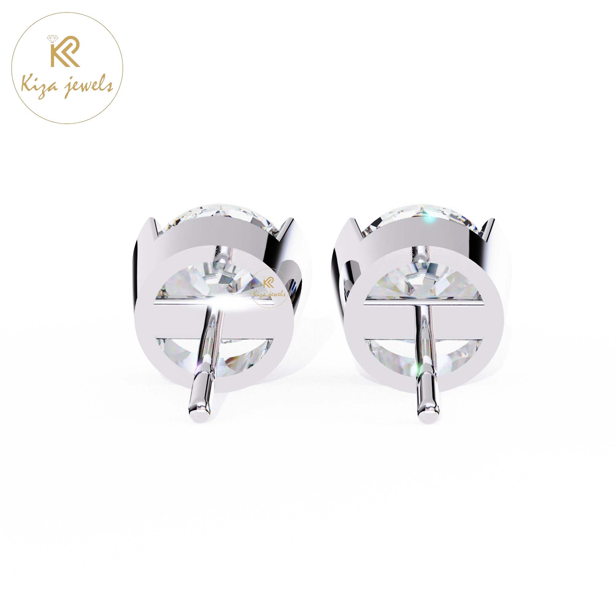 2.57 TDW Round Cut Diamond Women's Stud Earring