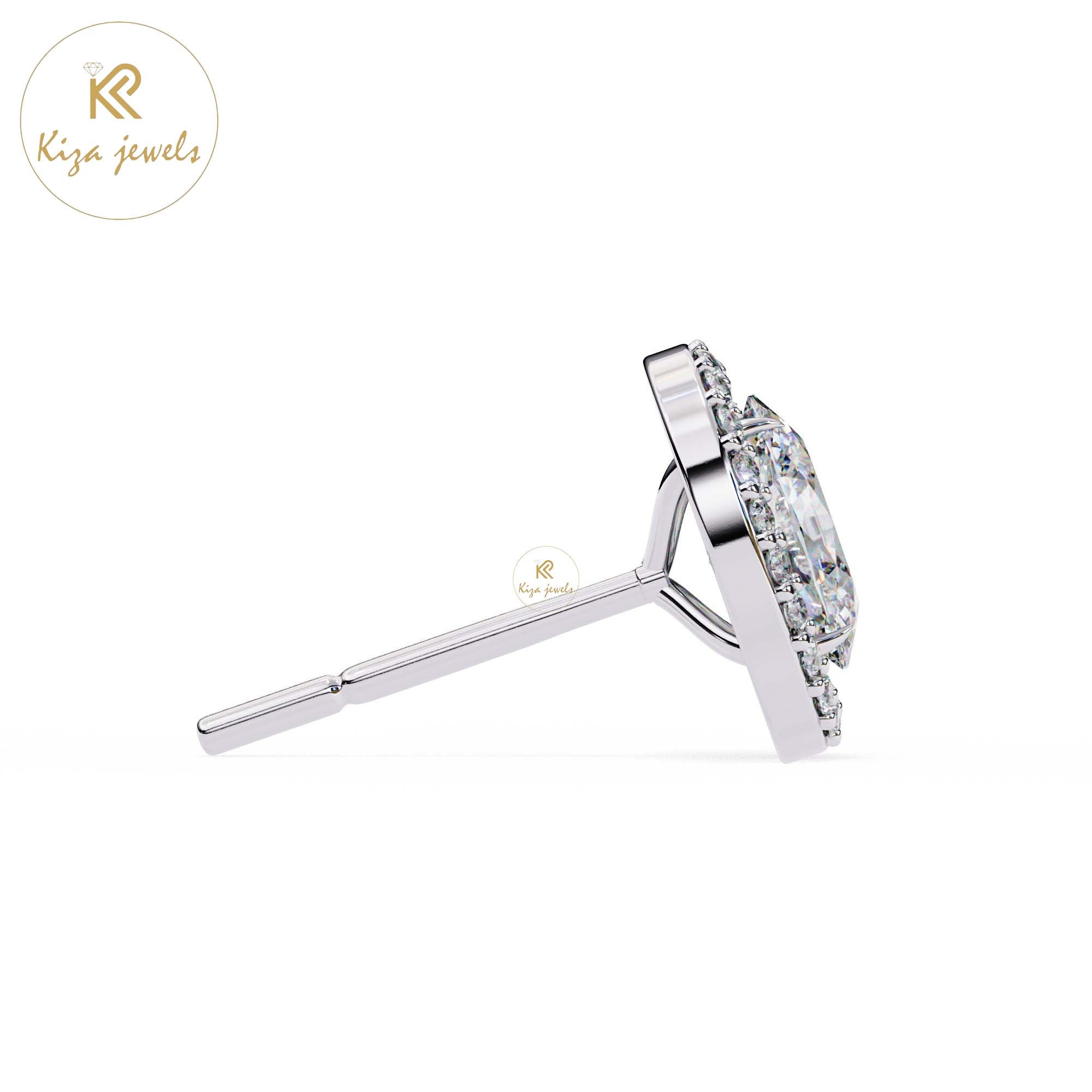 1.94 TDW Oval & Round Cut Diamond Women's Stud Earring