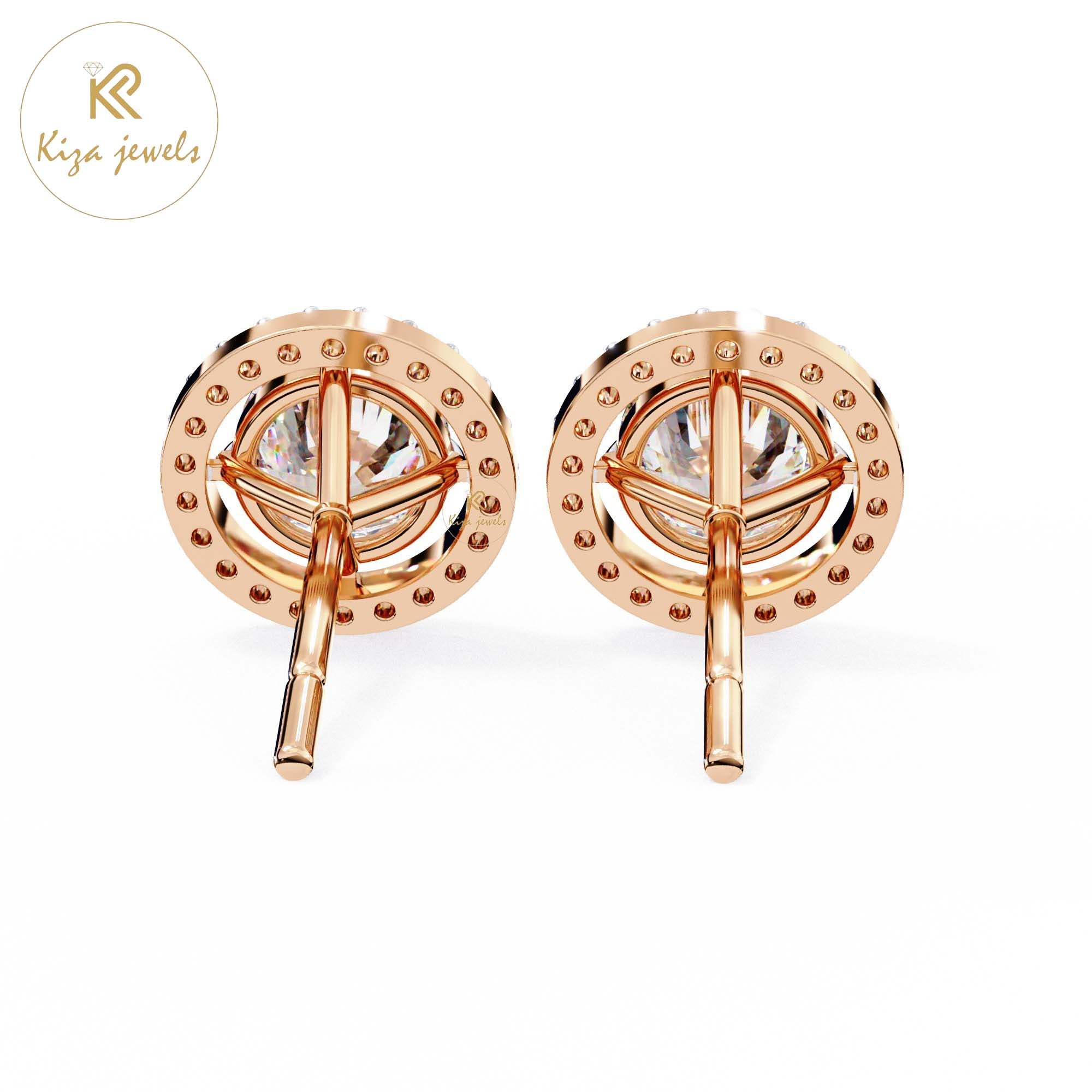 1.84TDW Round Cut Diamond Women's Stud Earring