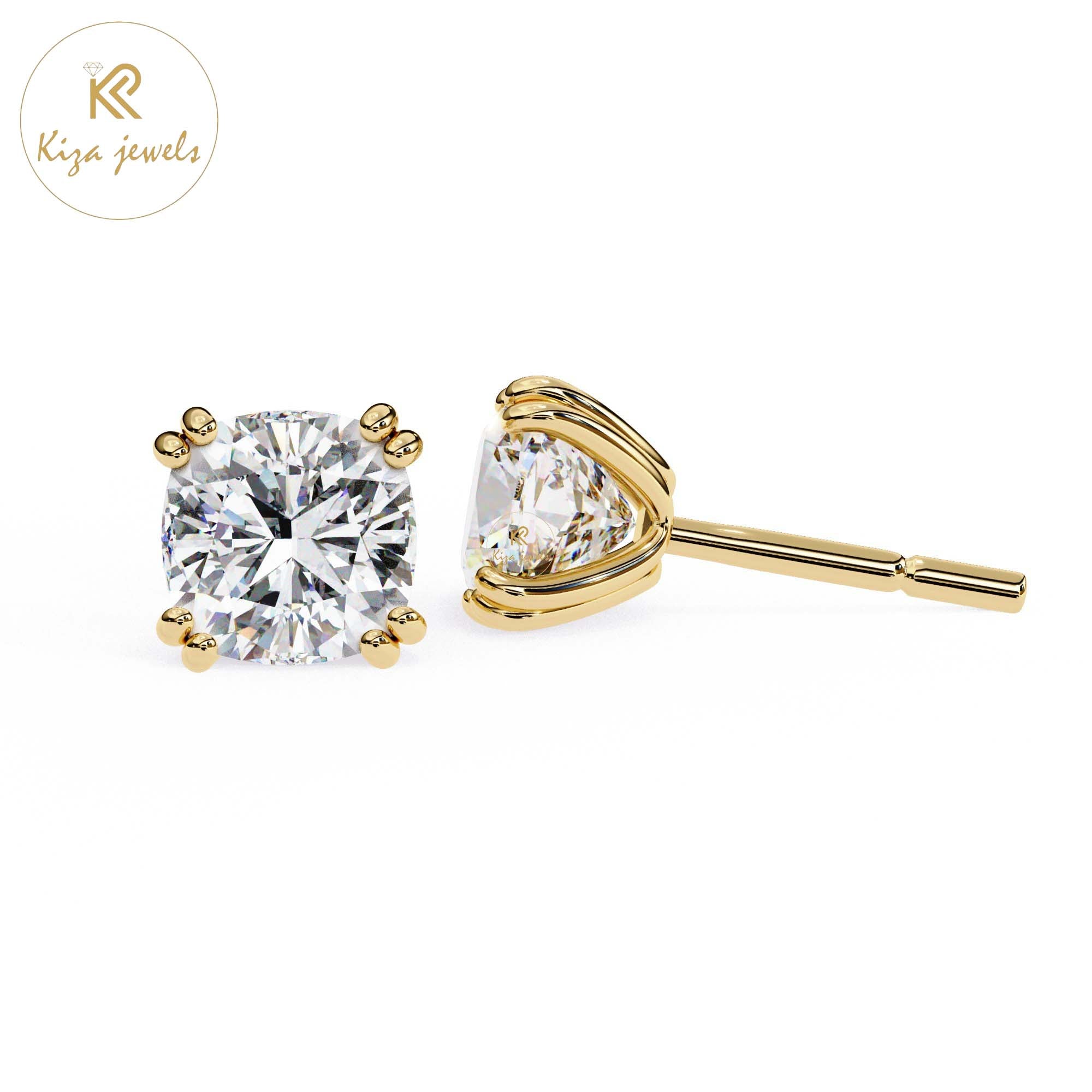 2.24 TDW Cushion Cut Diamond Women's Stud Earring