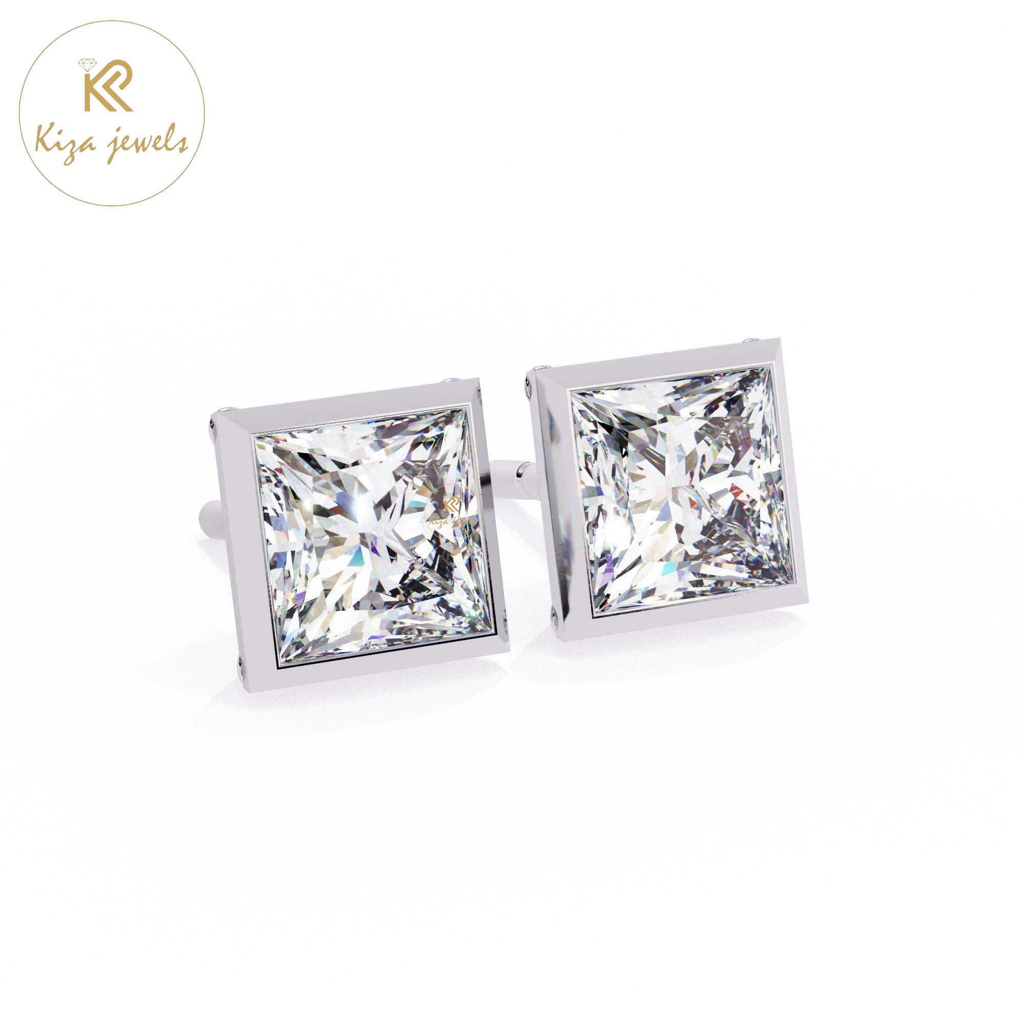 1.77 TDW Princess Cut Diamond Women's Stud Earring