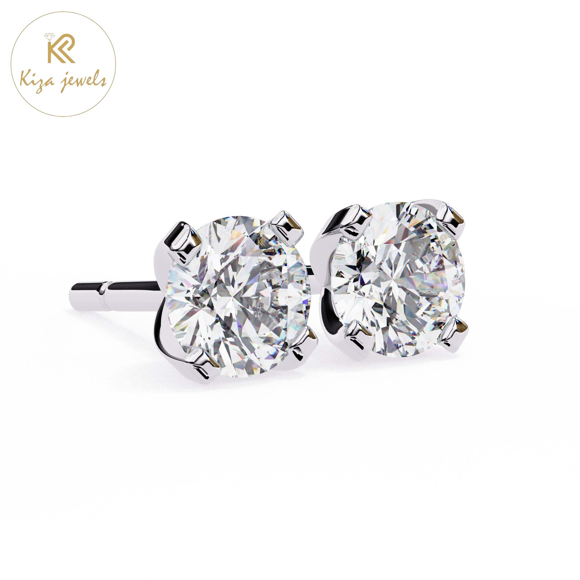 2.57 TDW Round Cut Diamond Women's Stud Earring