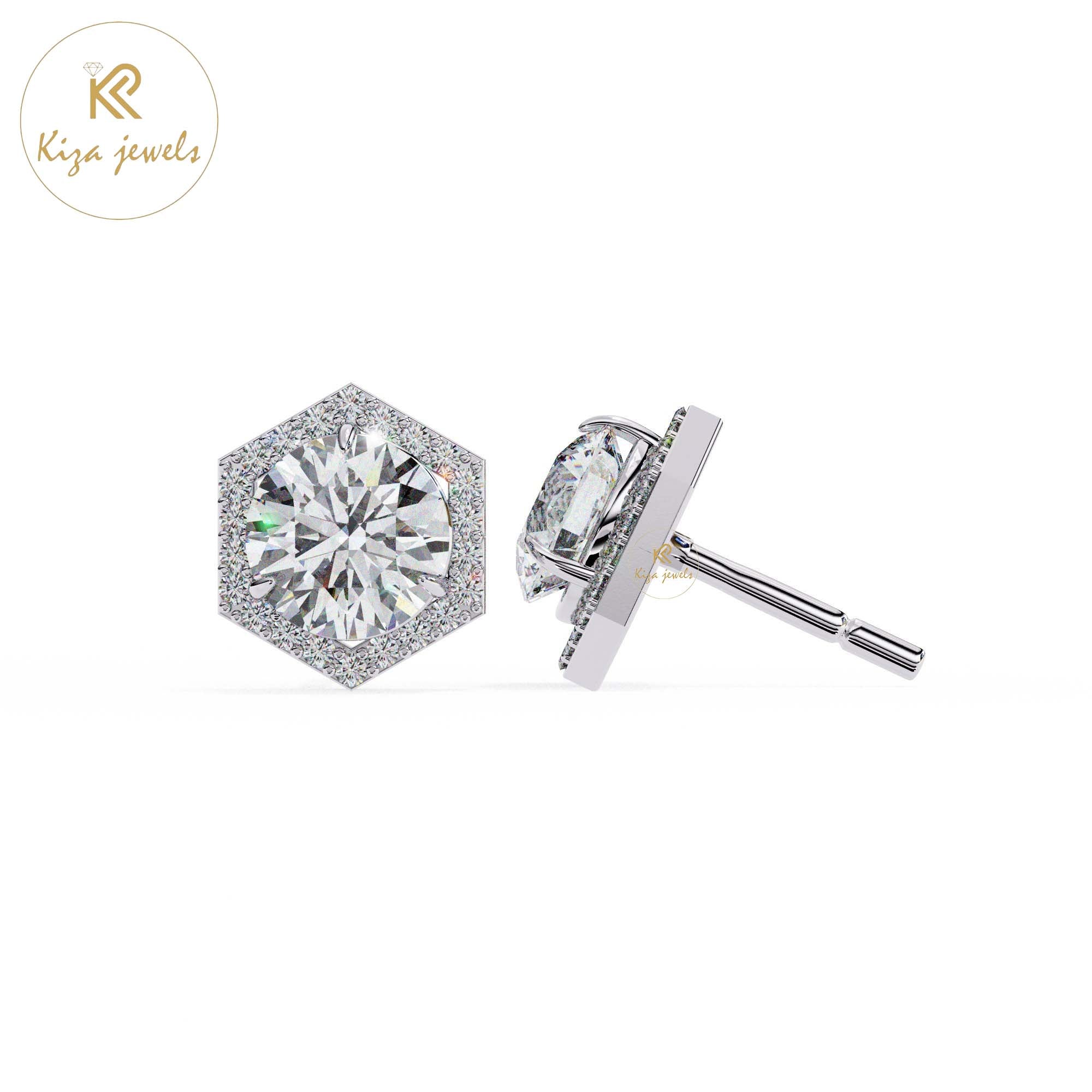 2.10 TDW Round Cut Diamond Women's Stud Earring