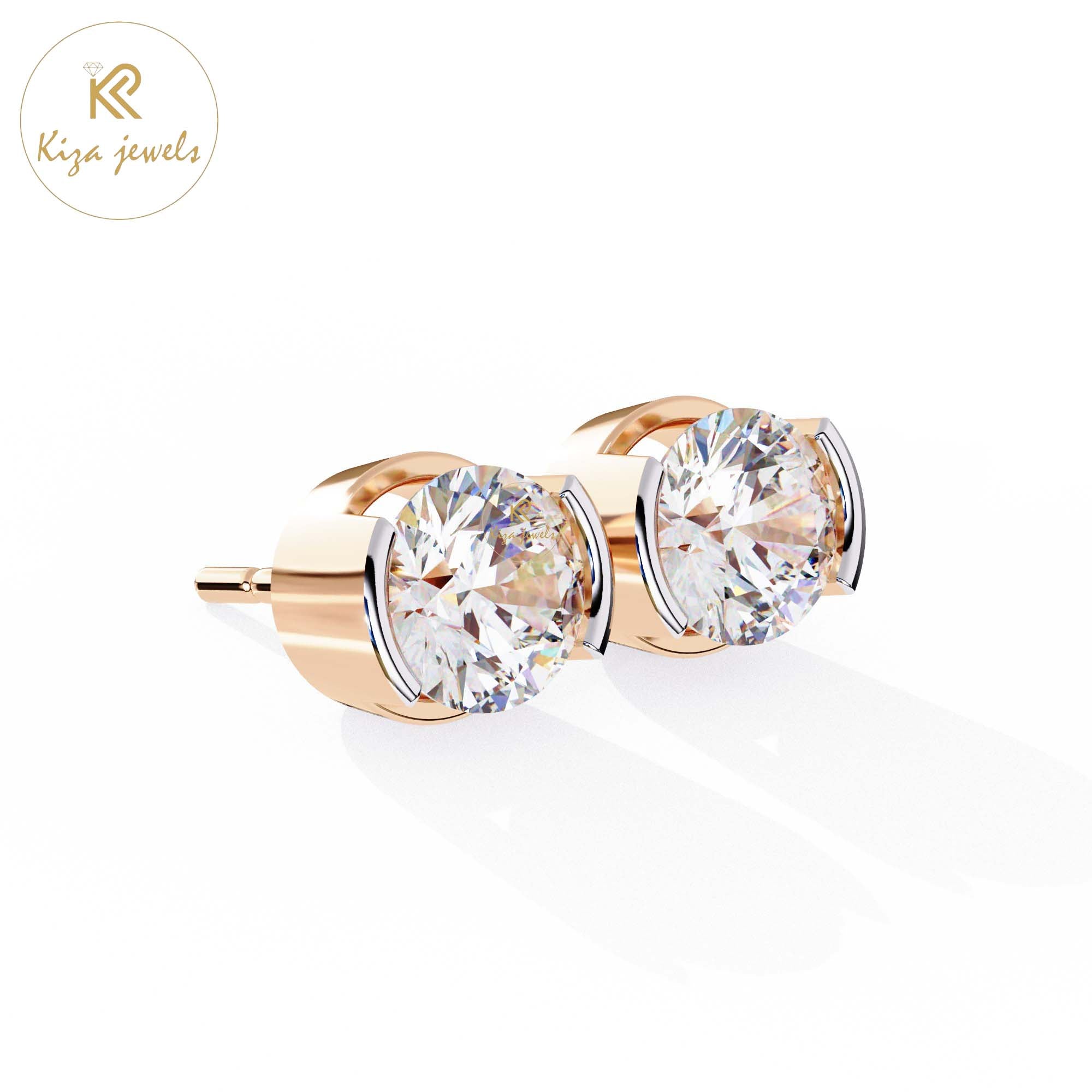 2.57 TDW Round Cut Diamond Women's Stud Earring