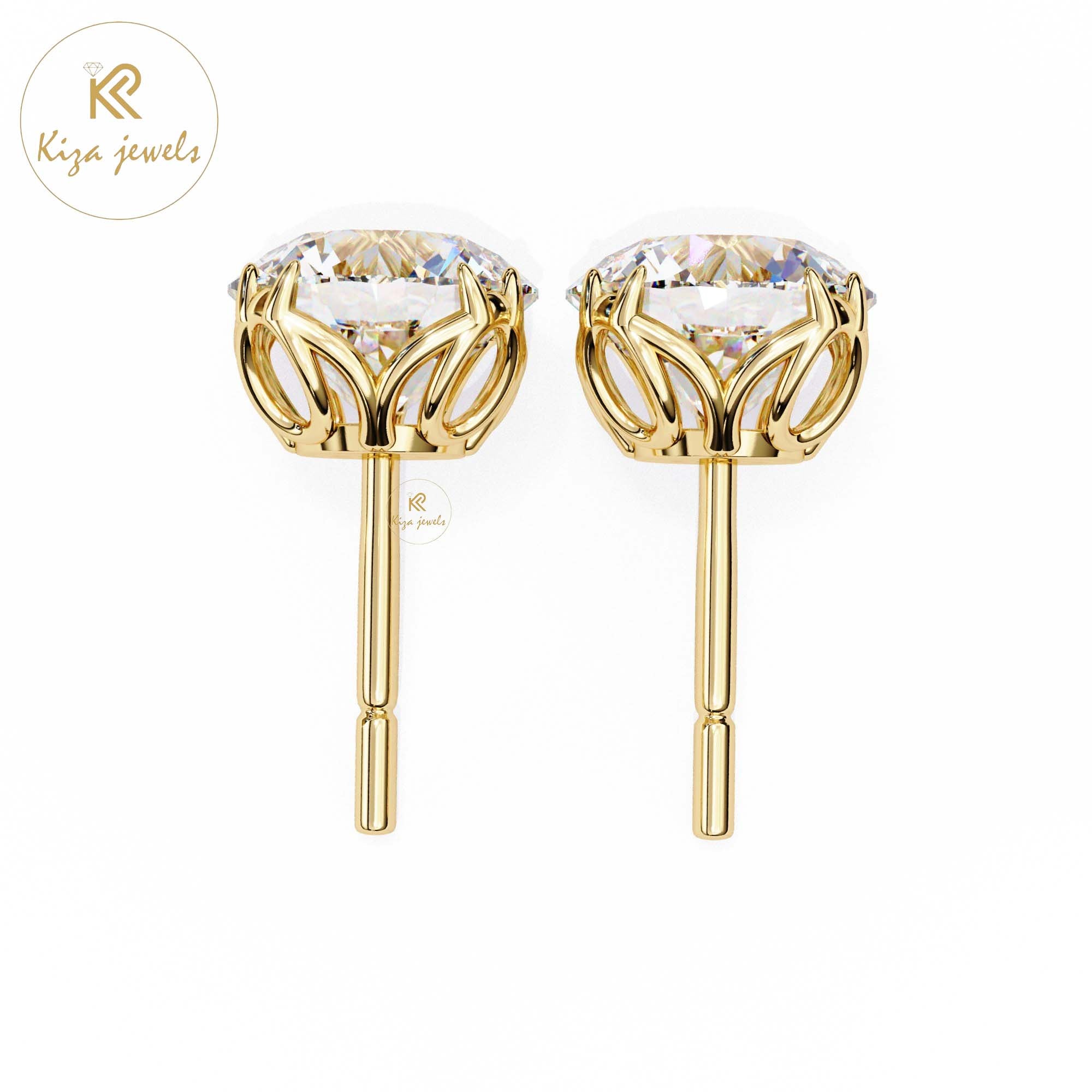 2.57 TDW Round Cut Diamond Women's Stud Earring