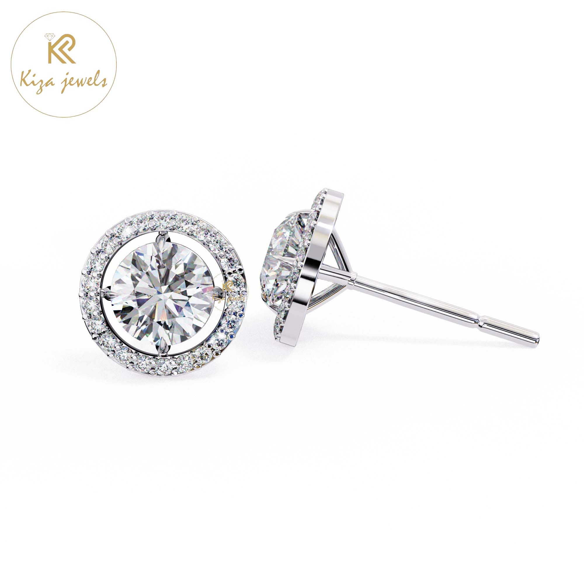 1.84TDW Round Cut Diamond Women's Stud Earring