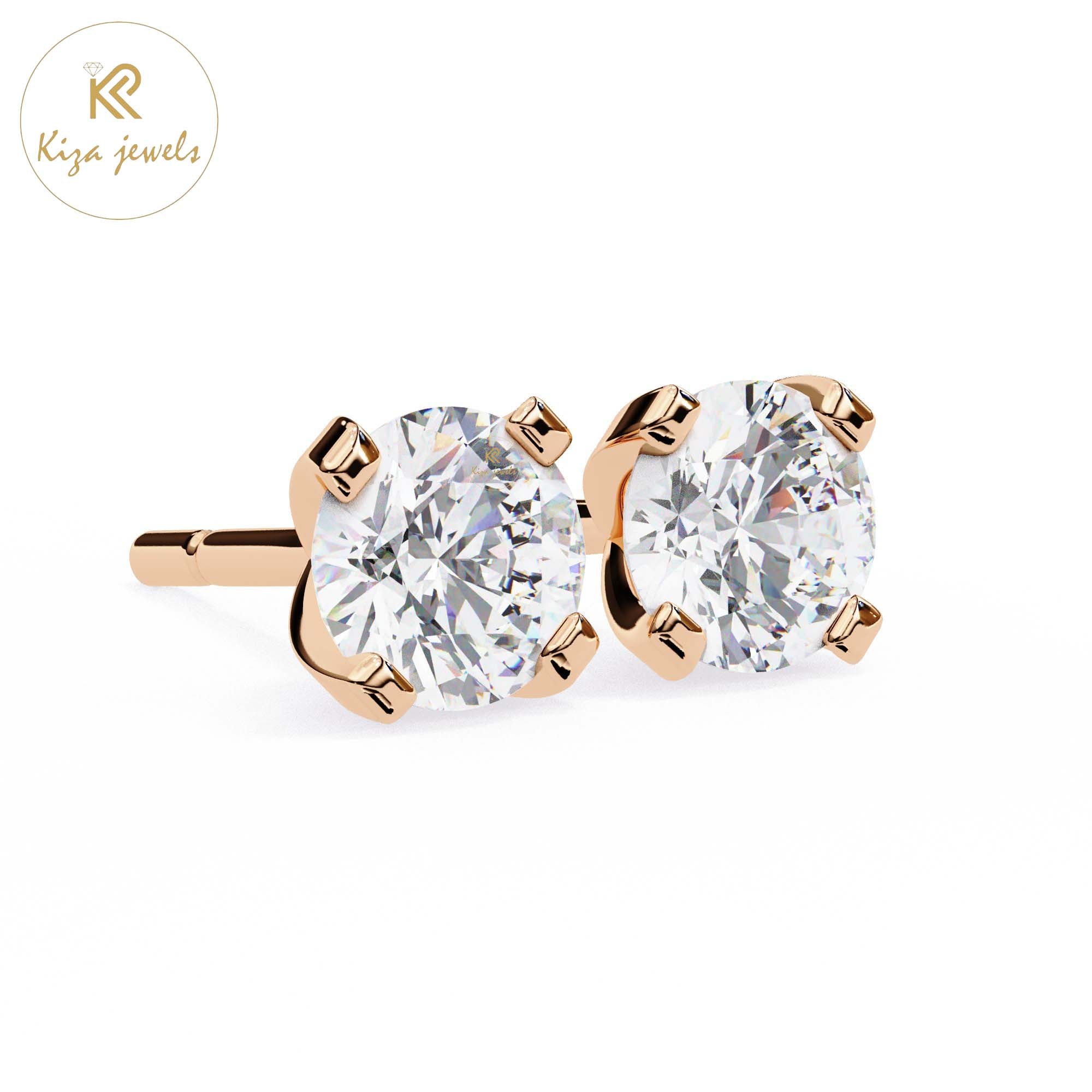 2.57 TDW Round Cut Diamond Women's Stud Earring