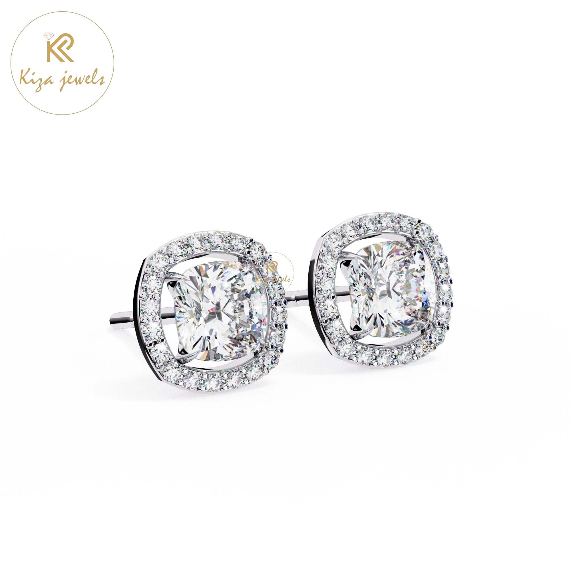 1.92 TDW Cushion & Round Cut Diamond Women's Stud Earring