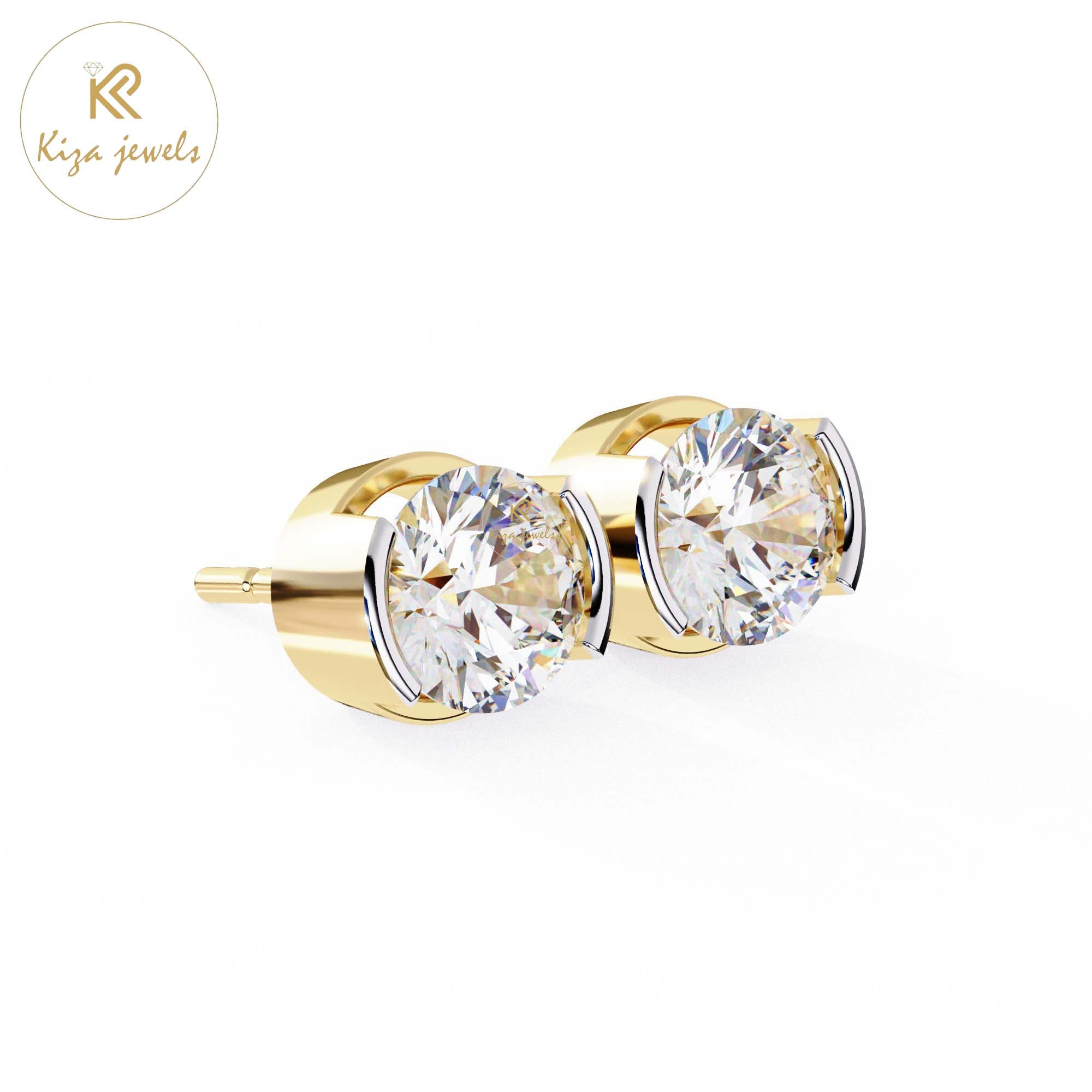 2.57 TDW Round Cut Diamond Women's Stud Earring