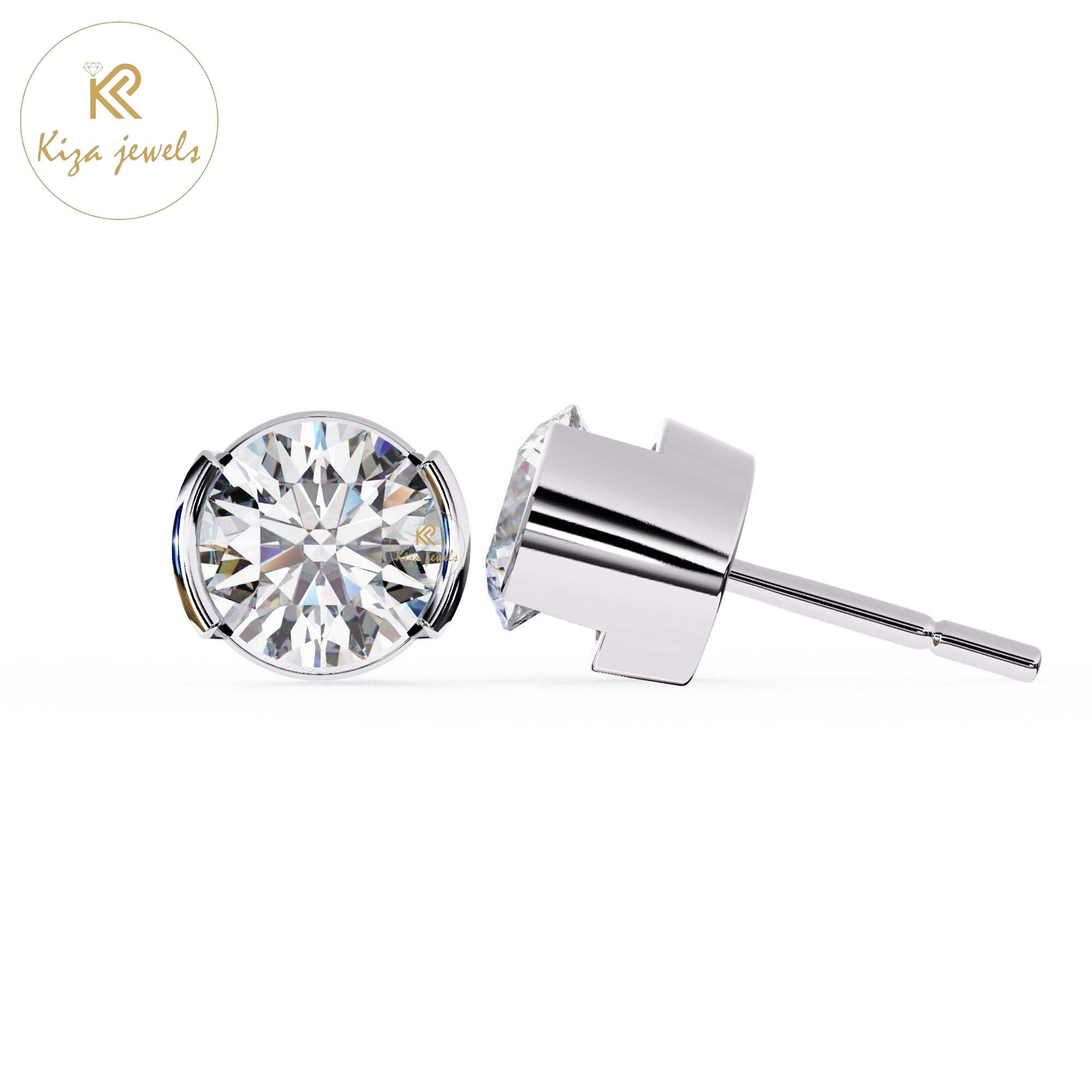 2.57 TDW Round Cut Diamond Women's Stud Earring