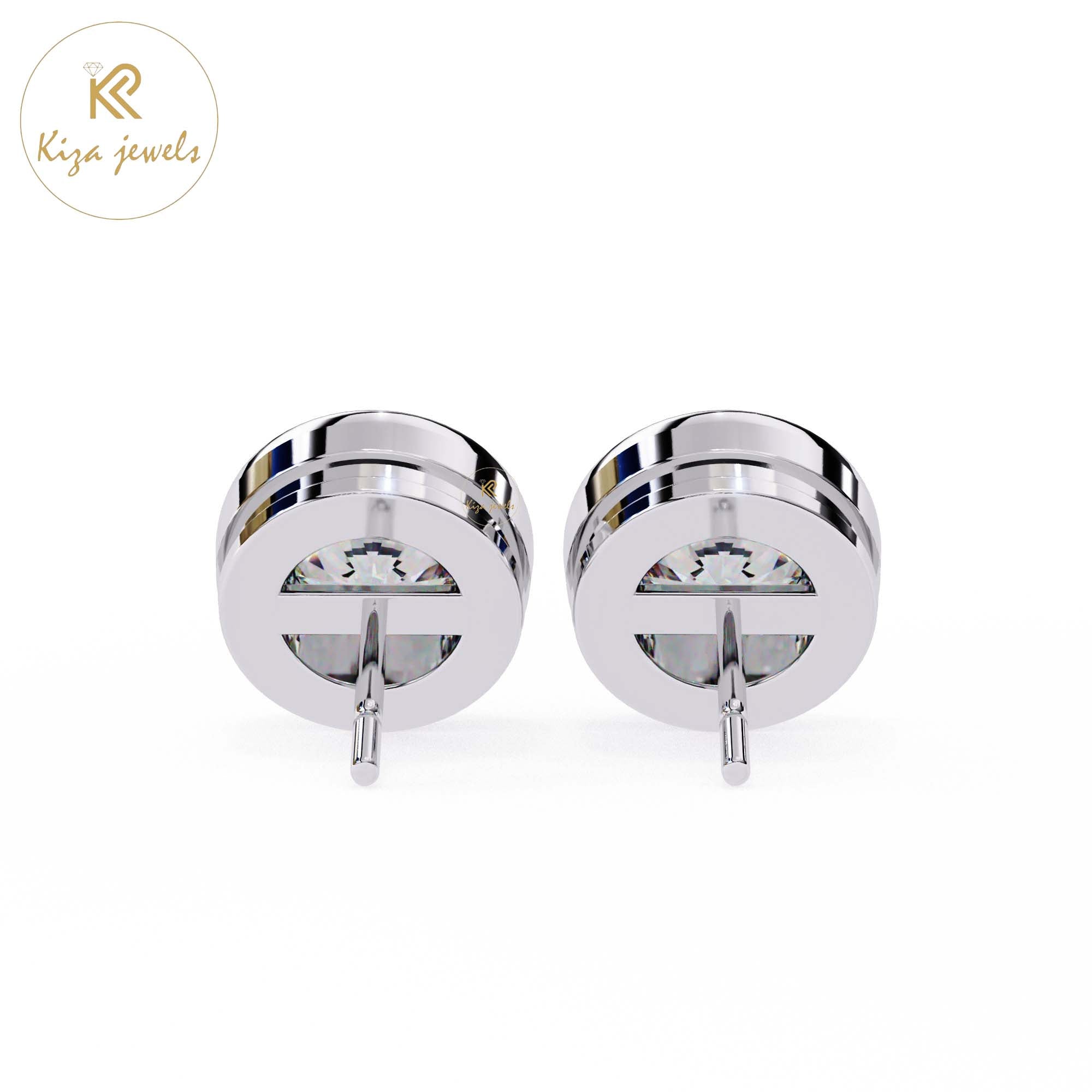 2.43 TDW Round Cut Diamond Women's Stud Earring