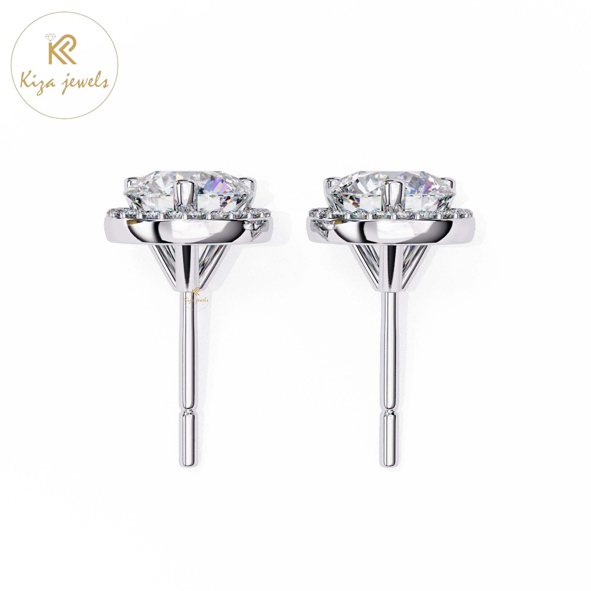 1.95 TDW Round Cut Diamond Women's Stud Earring