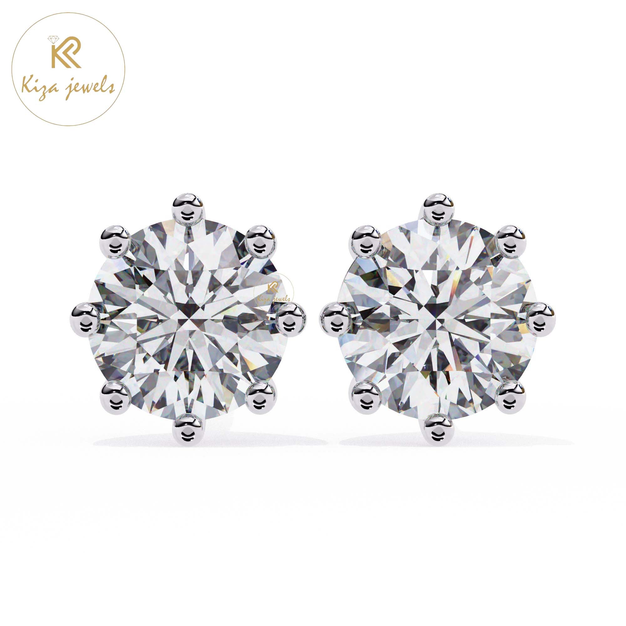 2.57 TDW Round Cut Diamond Women's Stud Earring