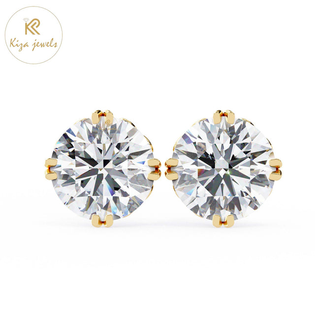 2.57 TDW Round Cut Diamond Women's Stud Earring
