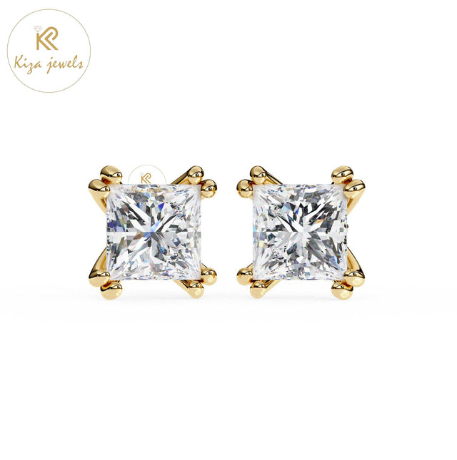 3.04 TDW Princess Cut Diamond Women's Stud Earring