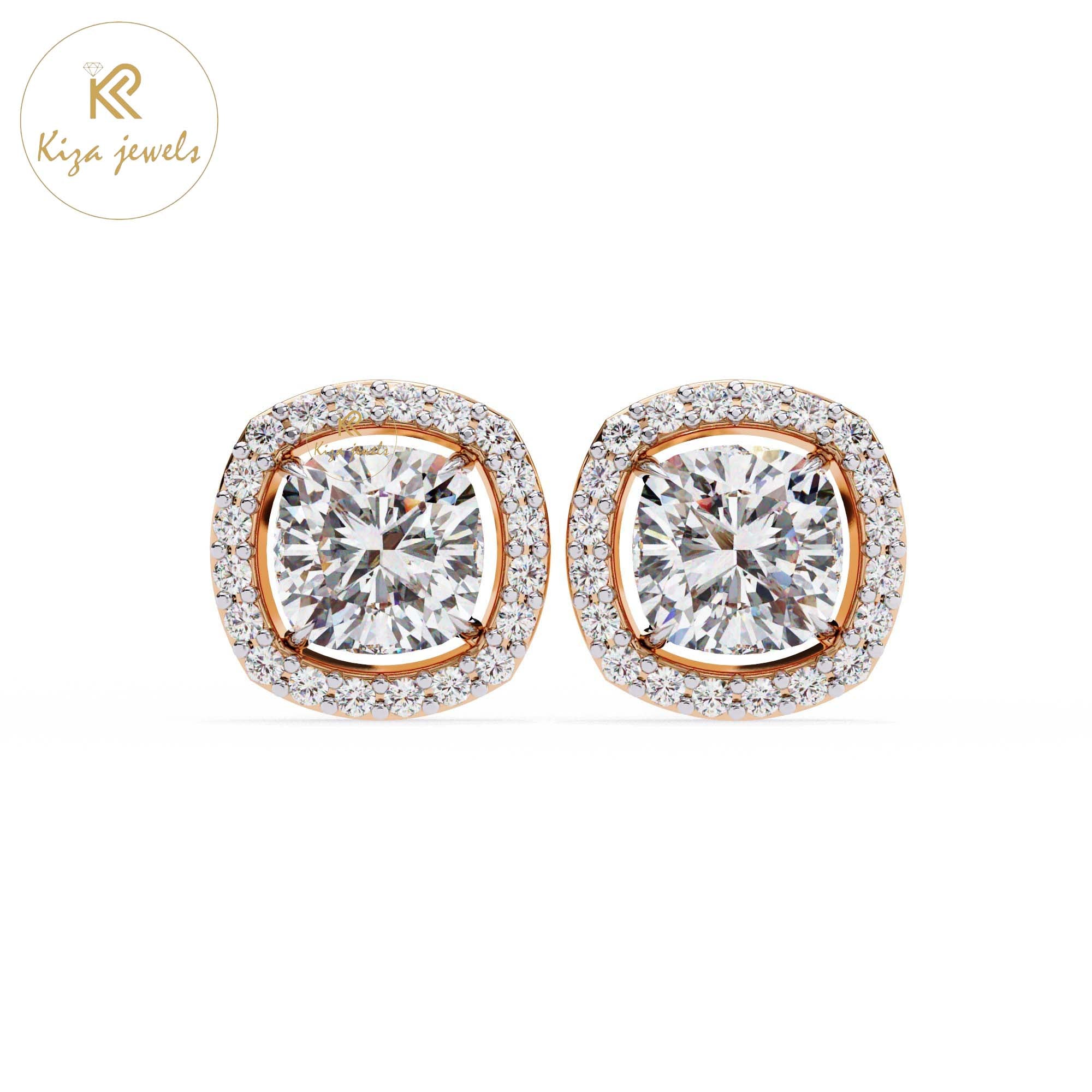 1.92 TDW Cushion & Round Cut Diamond Women's Stud Earring