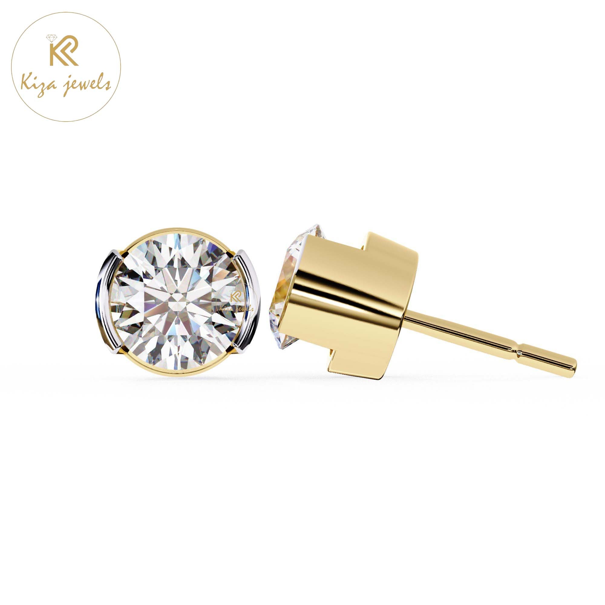 2.57 TDW Round Cut Diamond Women's Stud Earring