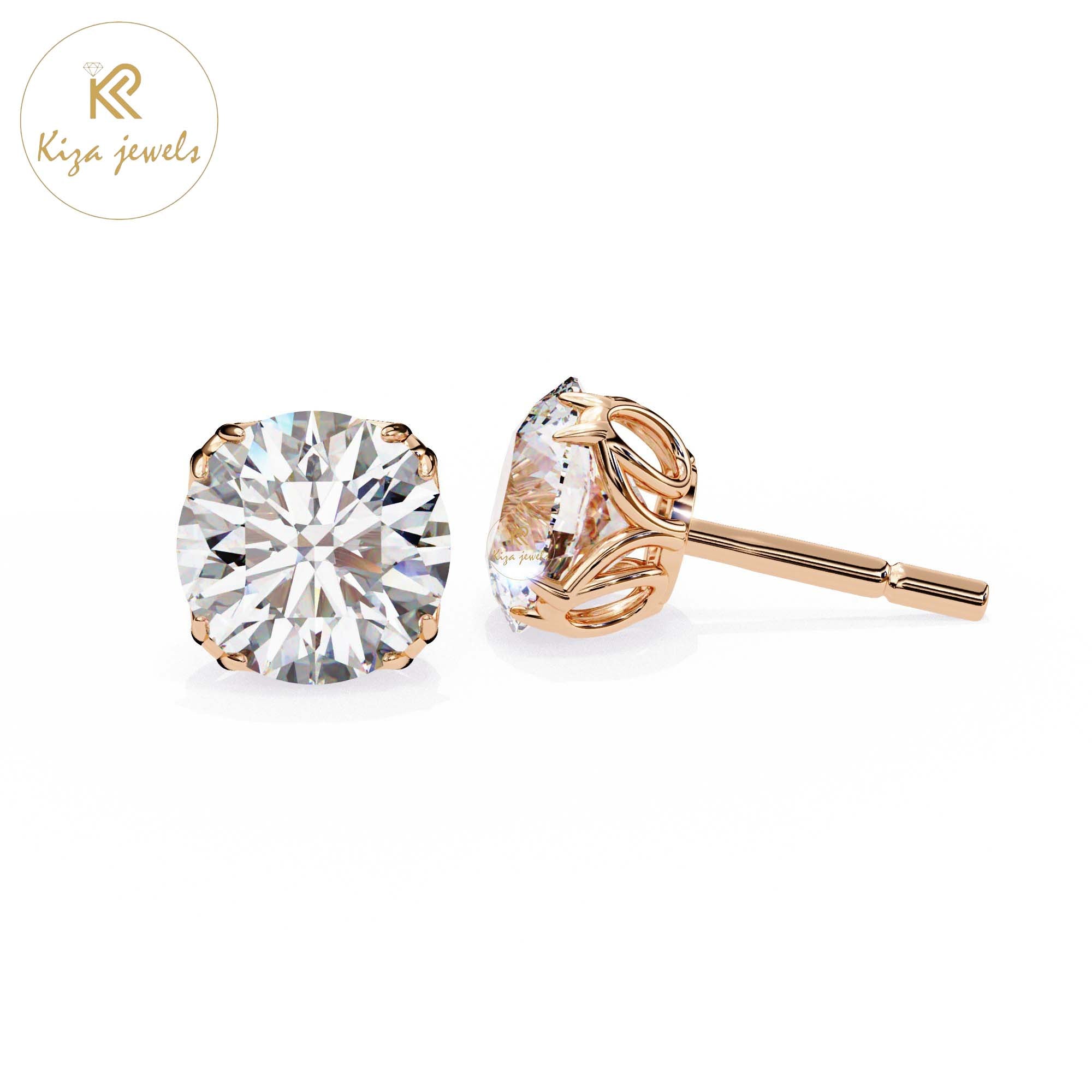 2.57 TDW Round Cut Diamond Women's Stud Earring