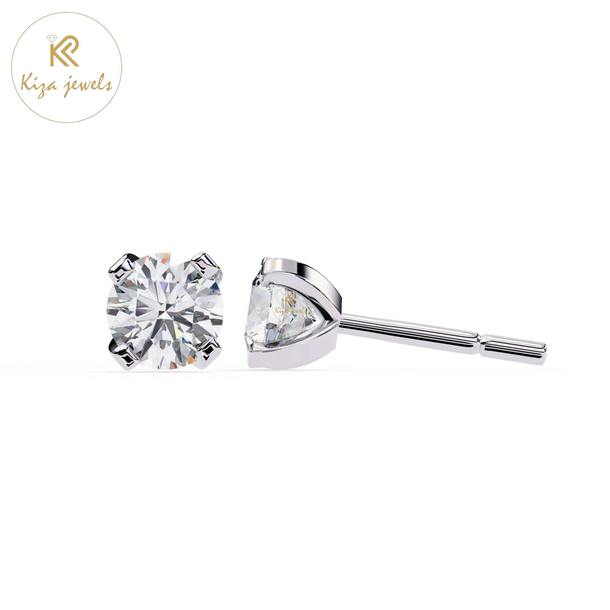 2.57 TDW Round Cut Diamond Women's Stud Earring