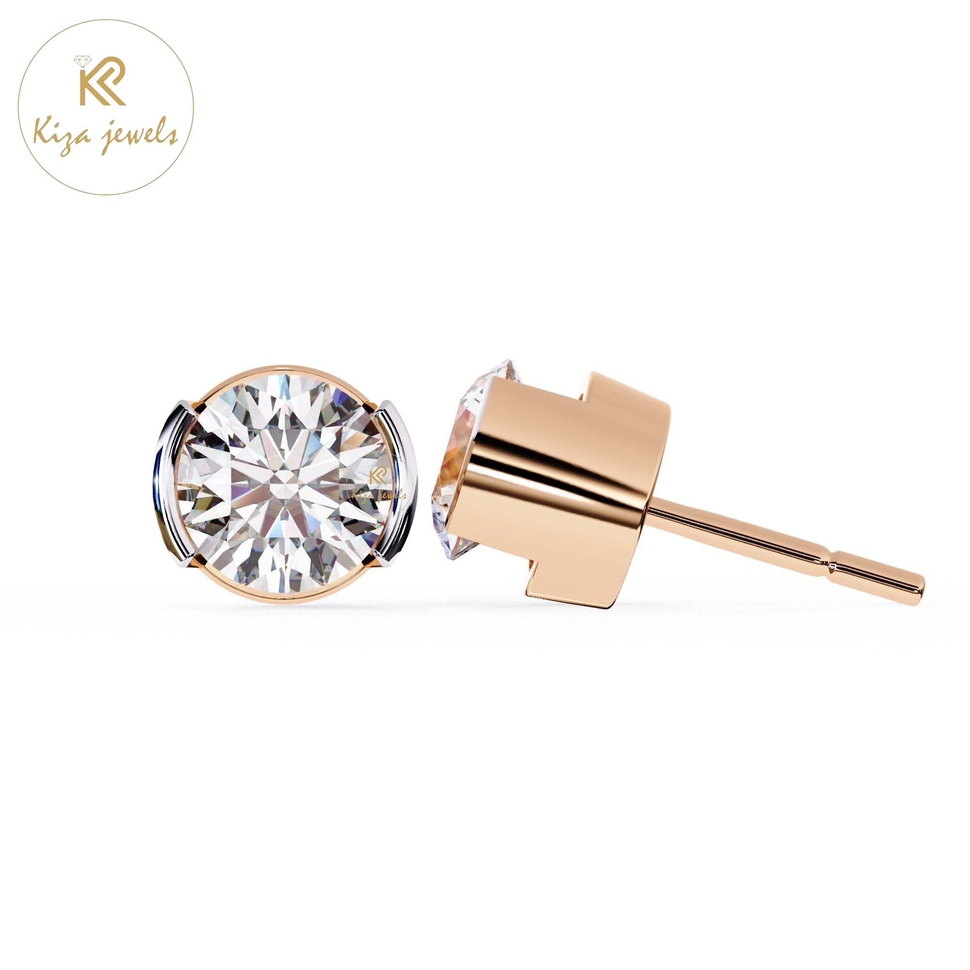 2.57 TDW Round Cut Diamond Women's Stud Earring