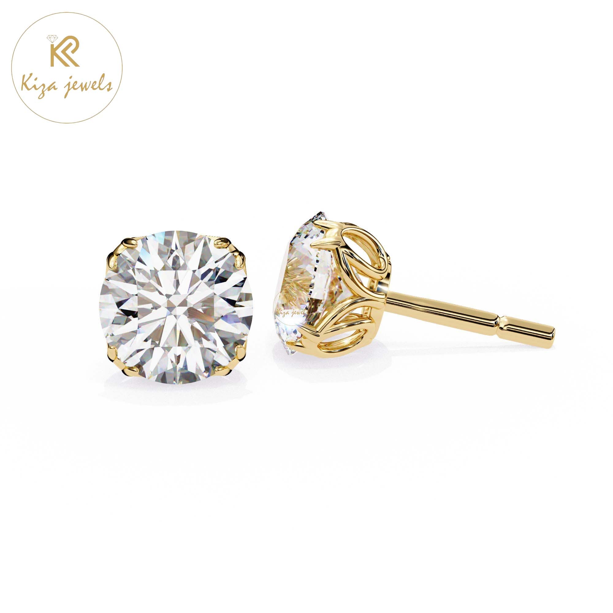 2.57 TDW Round Cut Diamond Women's Stud Earring