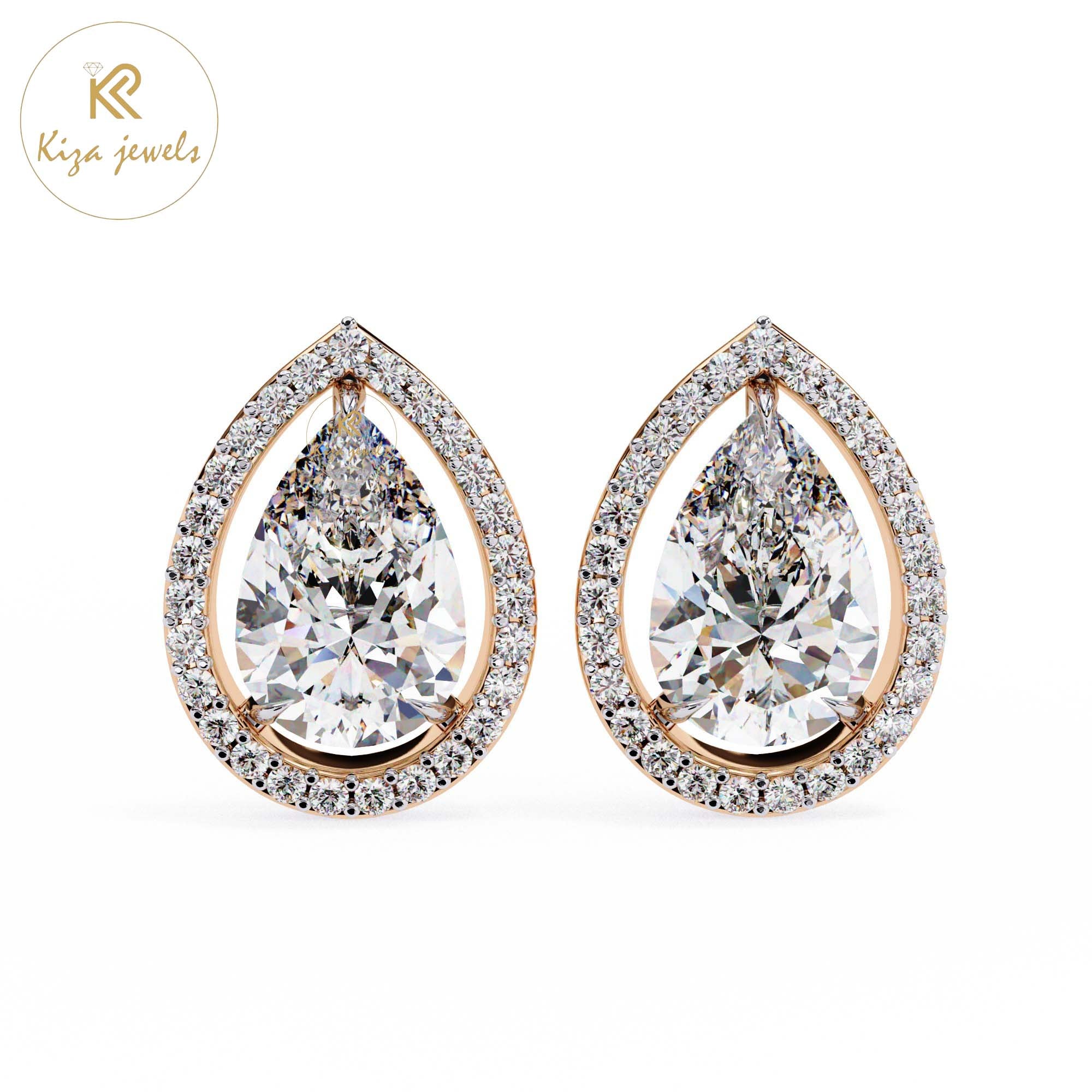 1.62 TDW Pear & Round Cut Diamond Women's Stud Earring