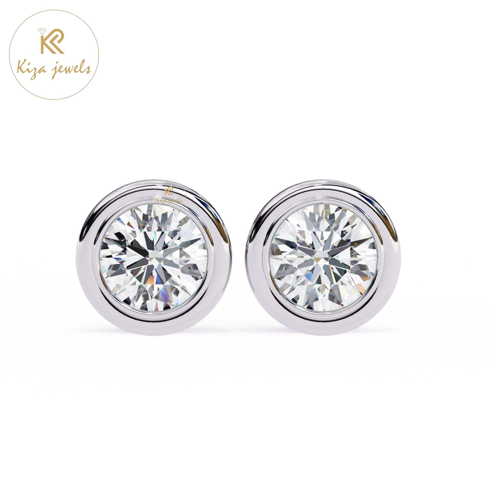 2.43 TDW Round Cut Diamond Women's Stud Earring