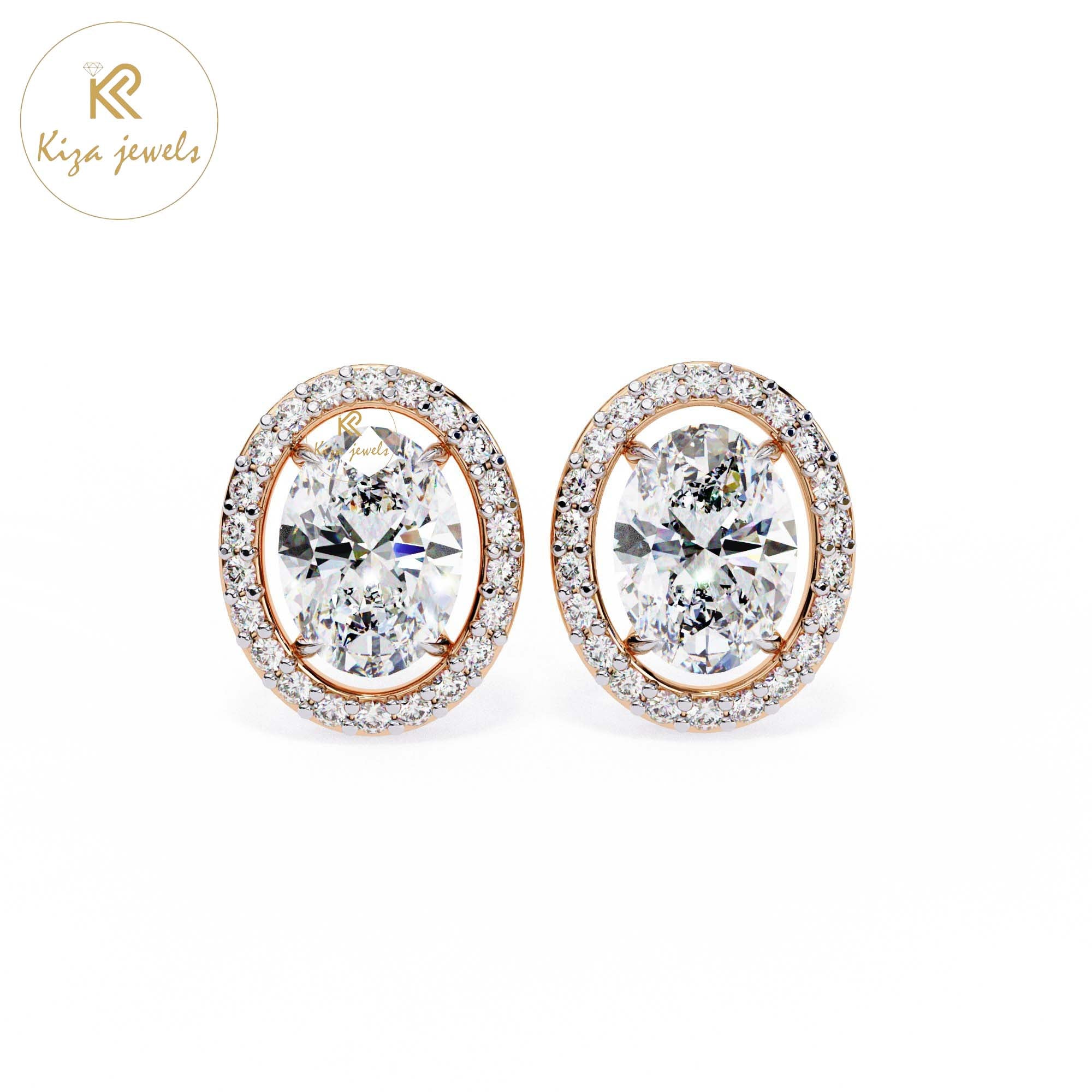 1.94 TDW Oval & Round Cut Diamond Women's Stud Earring