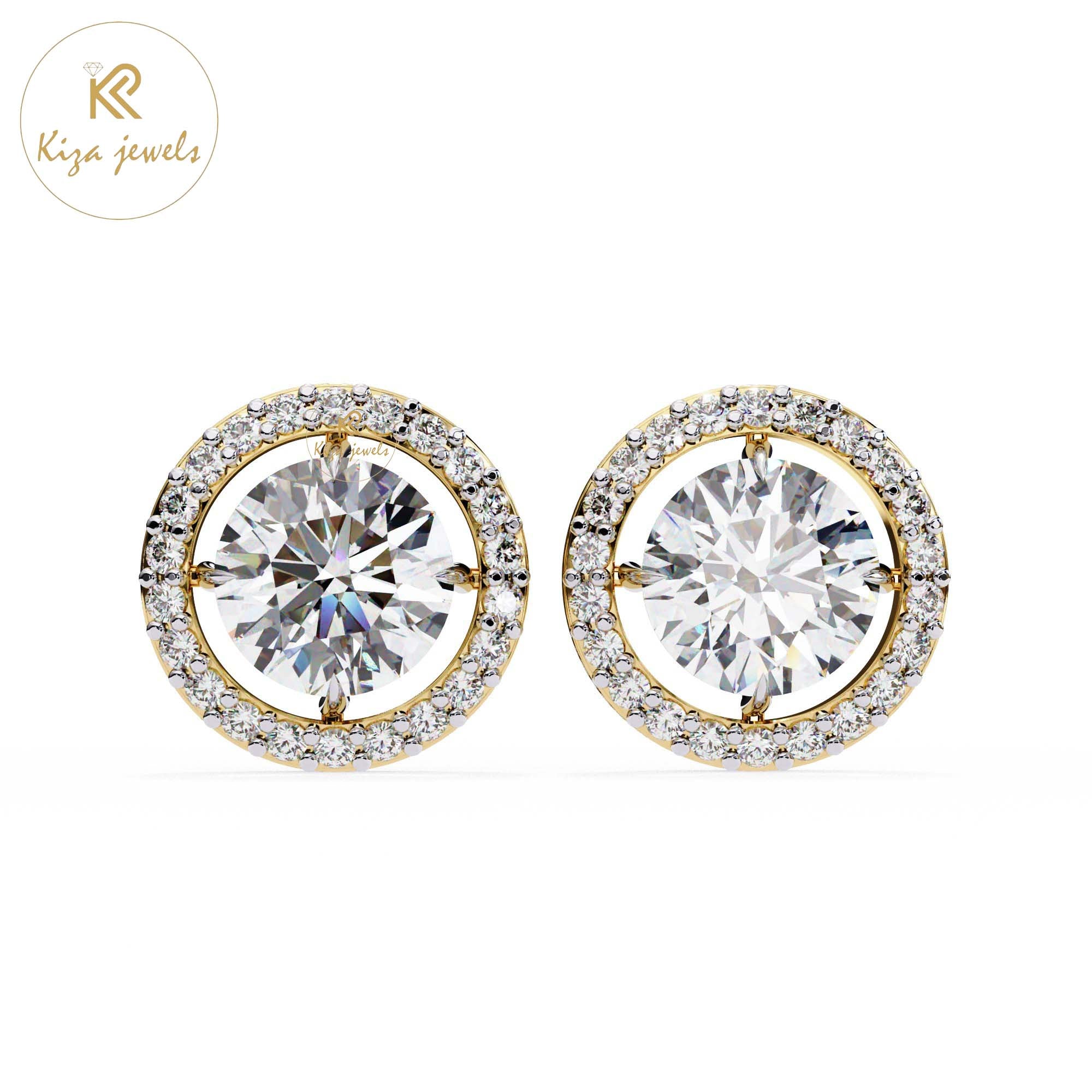 1.84TDW Round Cut Diamond Women's Stud Earring