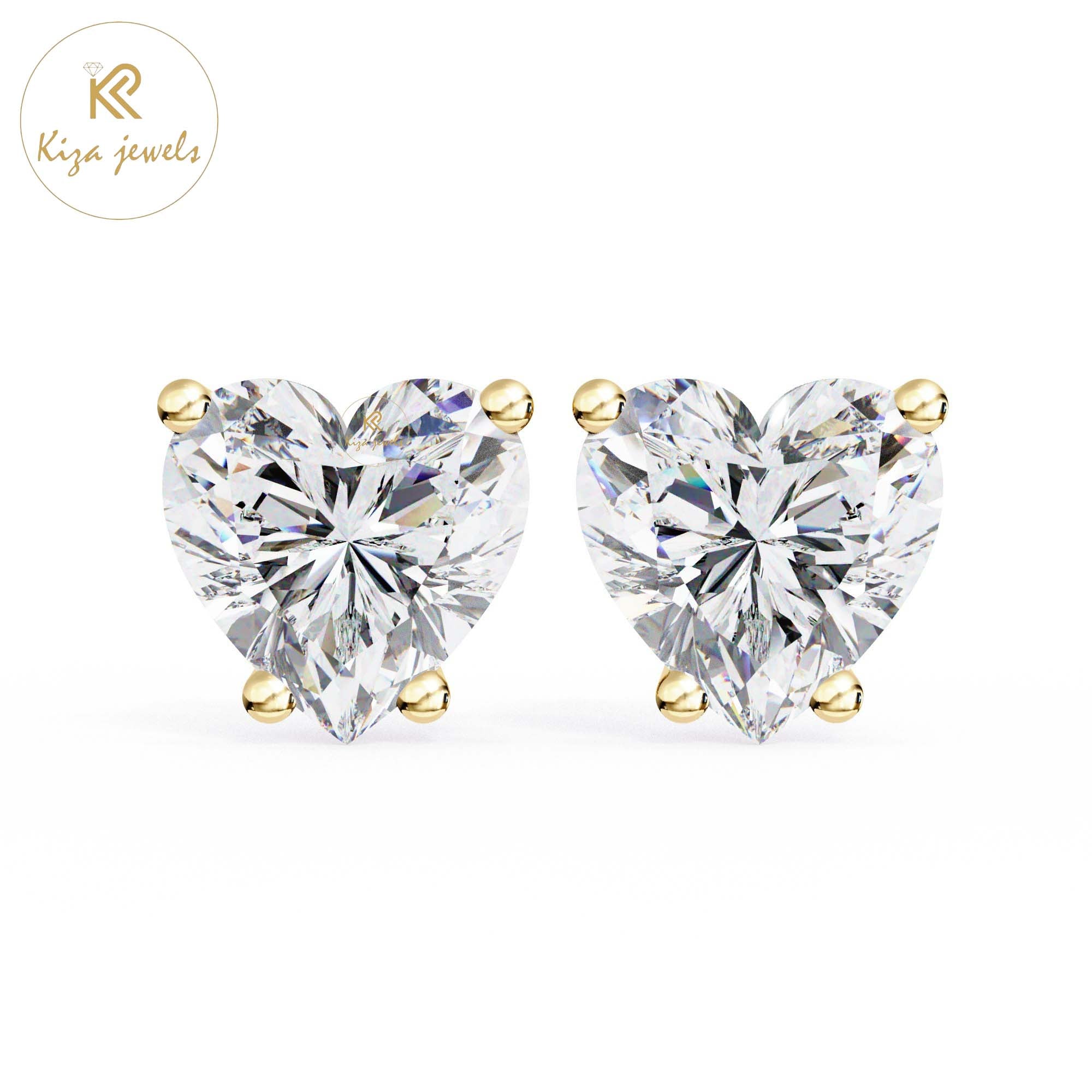 2.43 TDW Heart Cut Diamond Women's Stud Earring