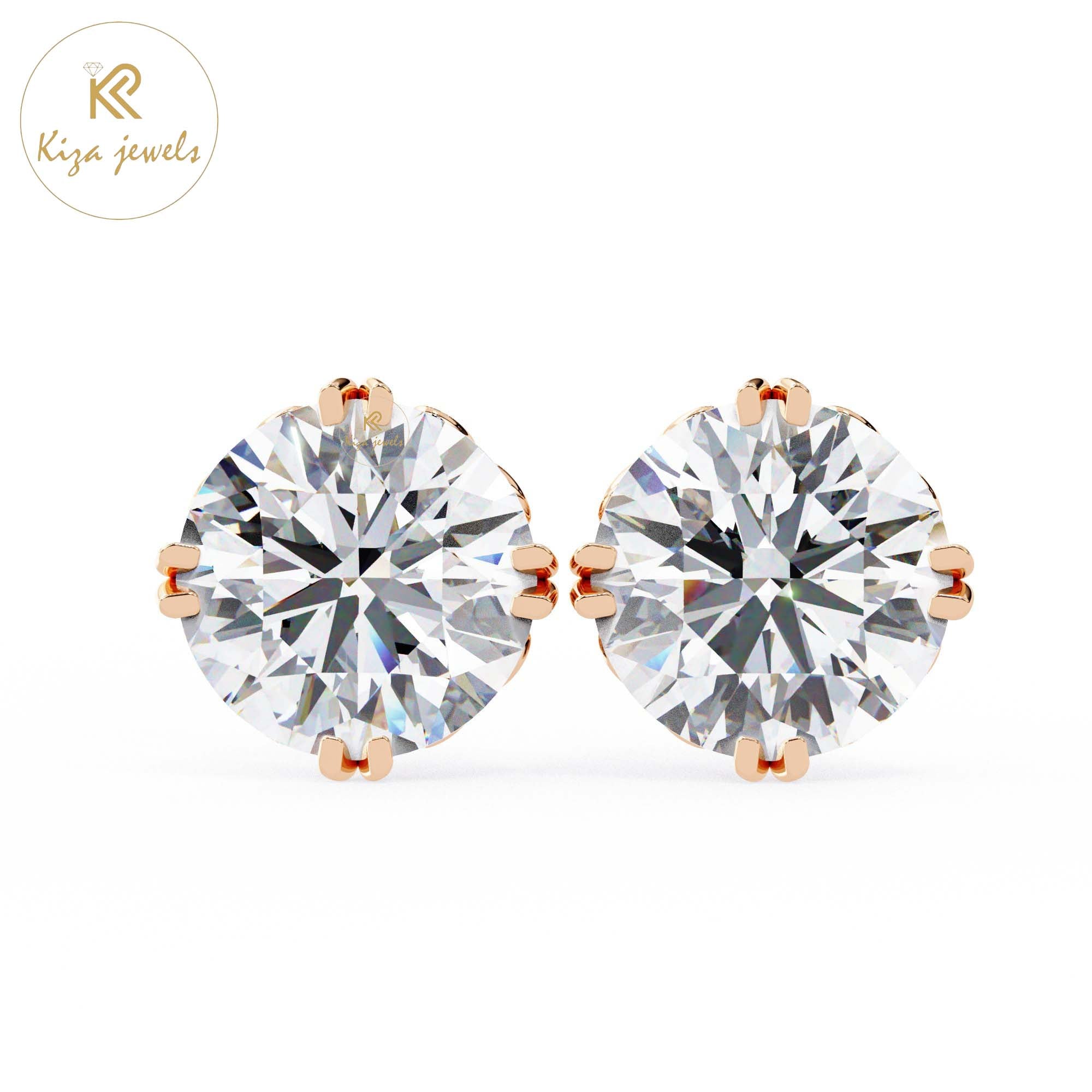 2.57 TDW Round Cut Diamond Women's Stud Earring