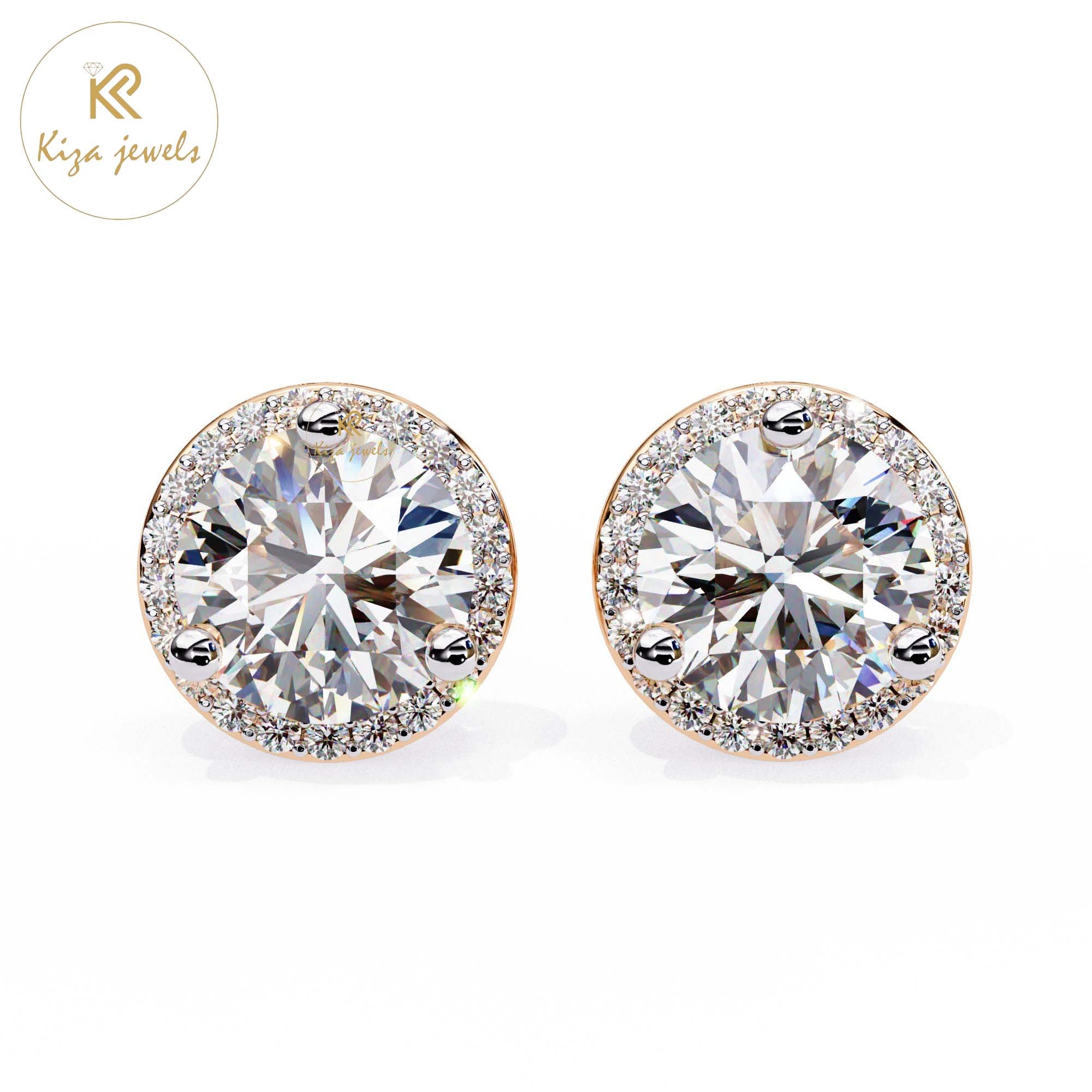 1.95 TDW Round Cut Diamond Women's Stud Earring