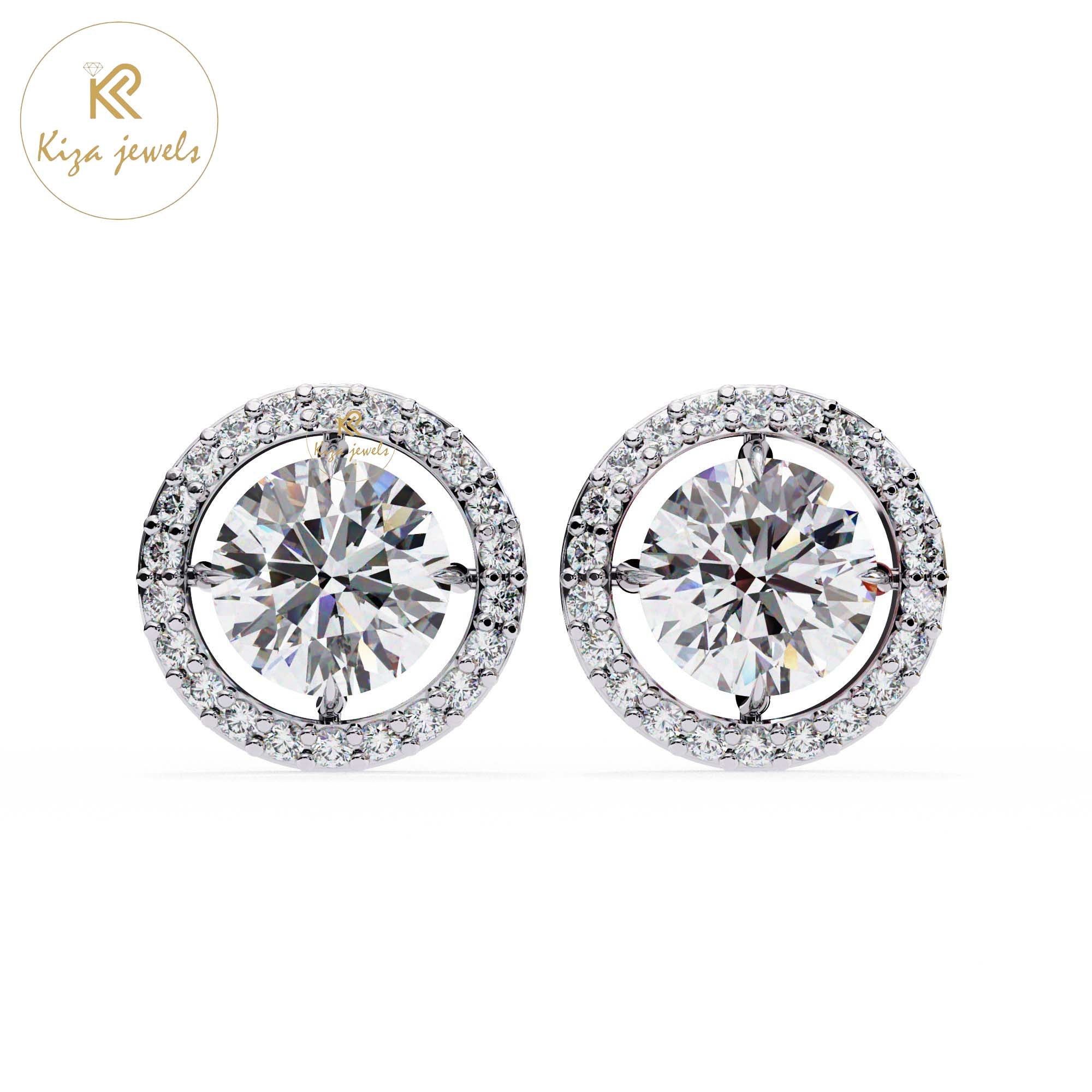 1.84TDW Round Cut Diamond Women's Stud Earring