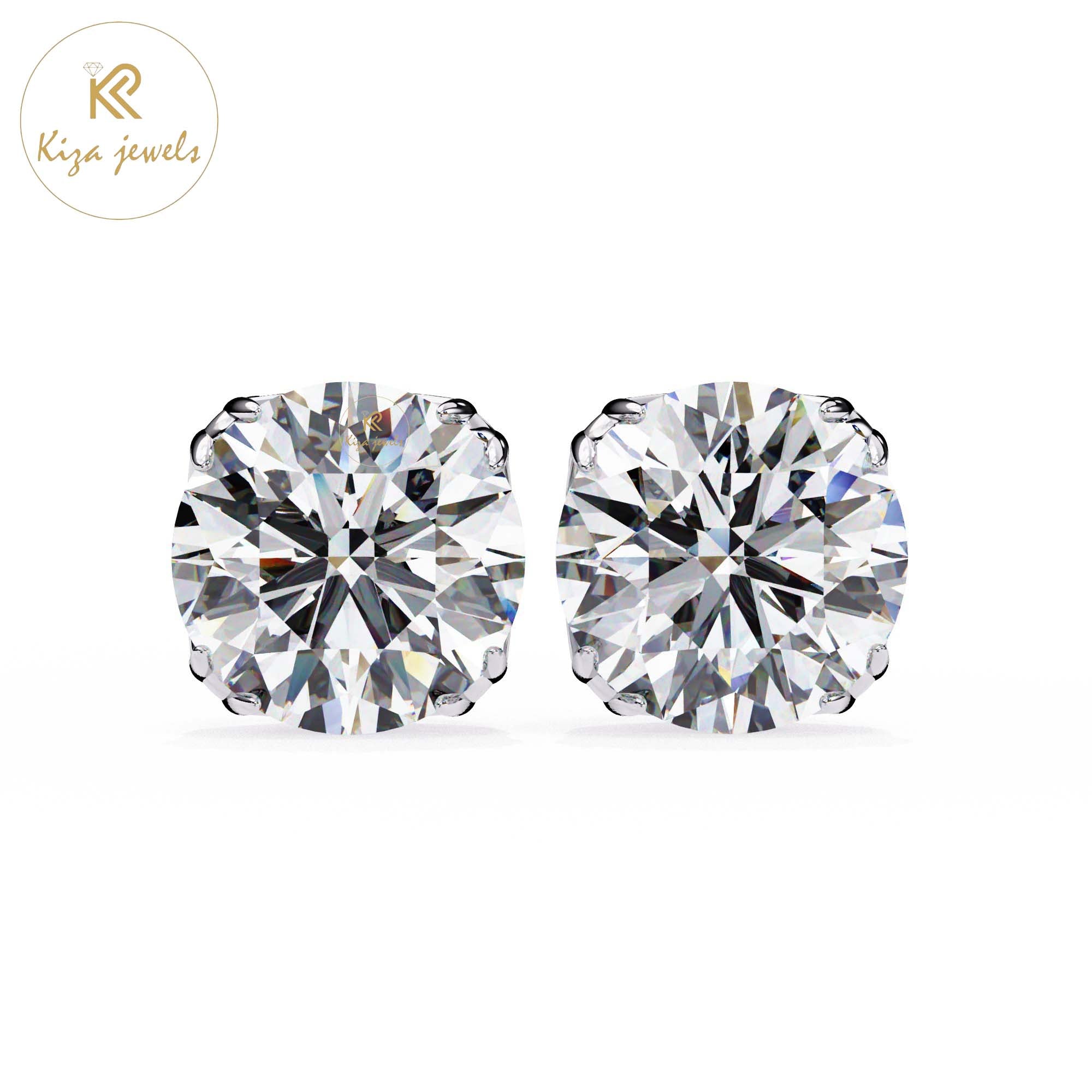 2.57 TDW Round Cut Diamond Women's Stud Earring