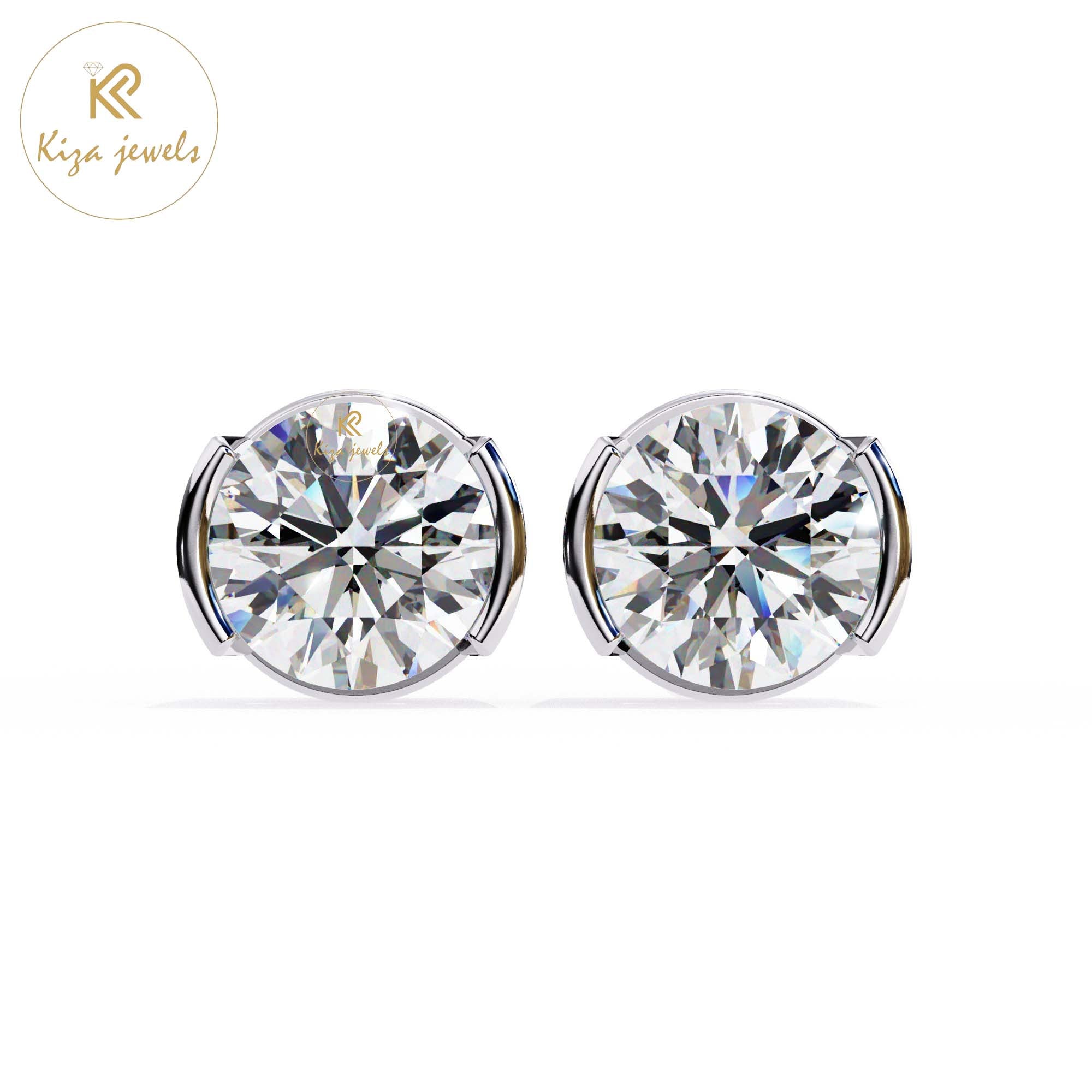 2.57 TDW Round Cut Diamond Women's Stud Earring