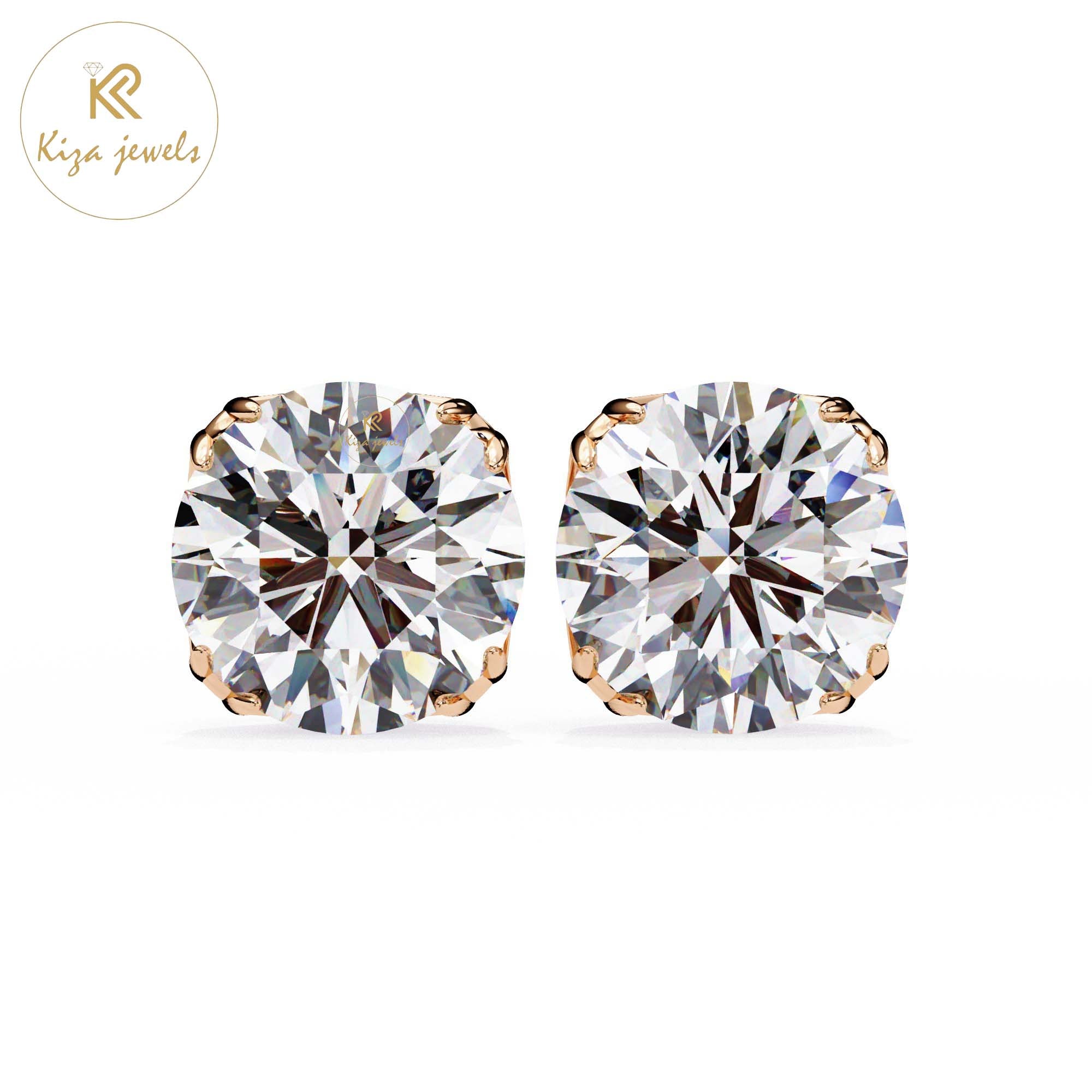 2.57 TDW Round Cut Diamond Women's Stud Earring