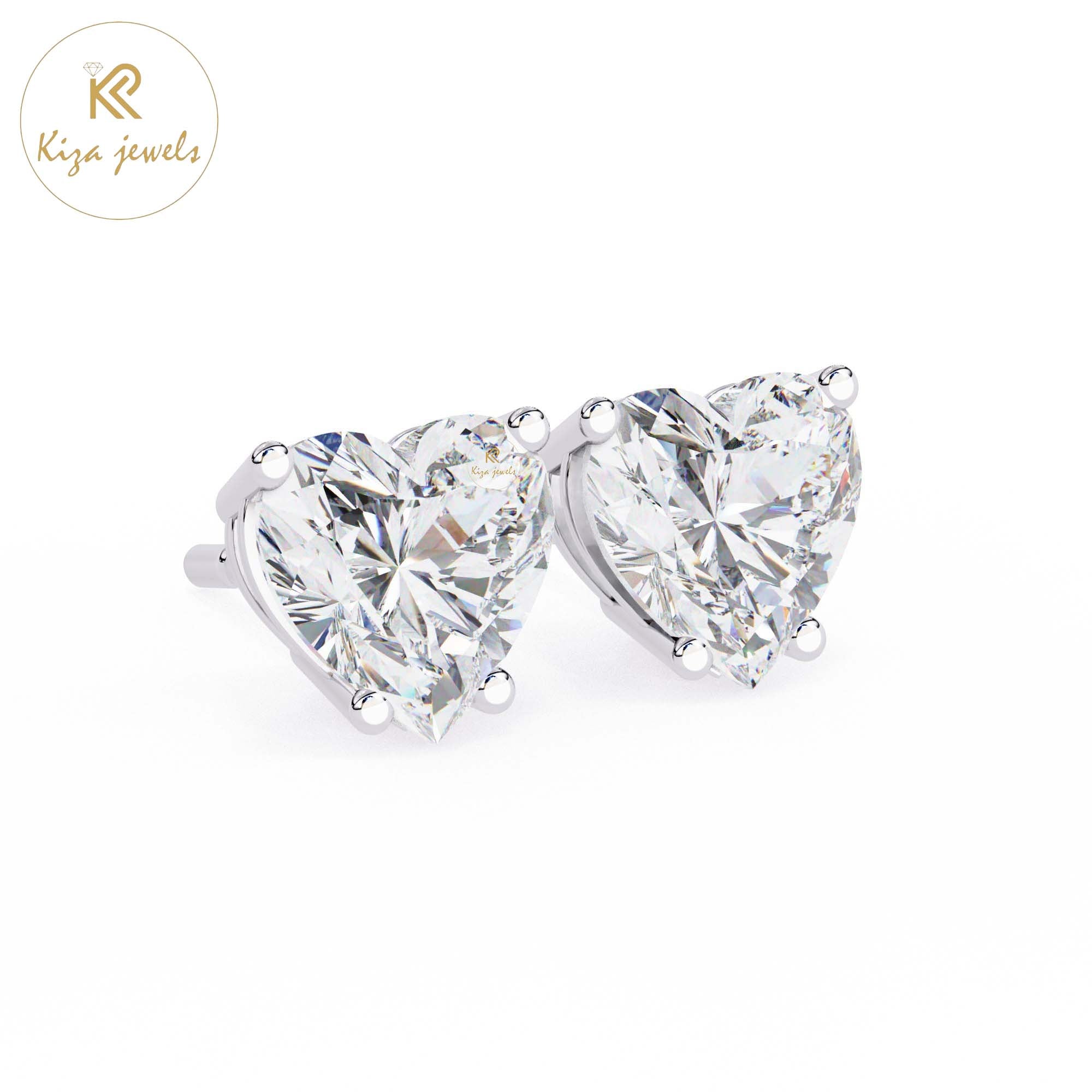 2.43 TDW Heart Cut Diamond Women's Stud Earring