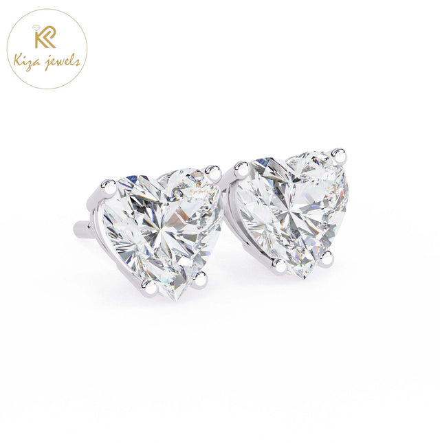 2.43 TDW Heart Cut Diamond Women's Stud Earring