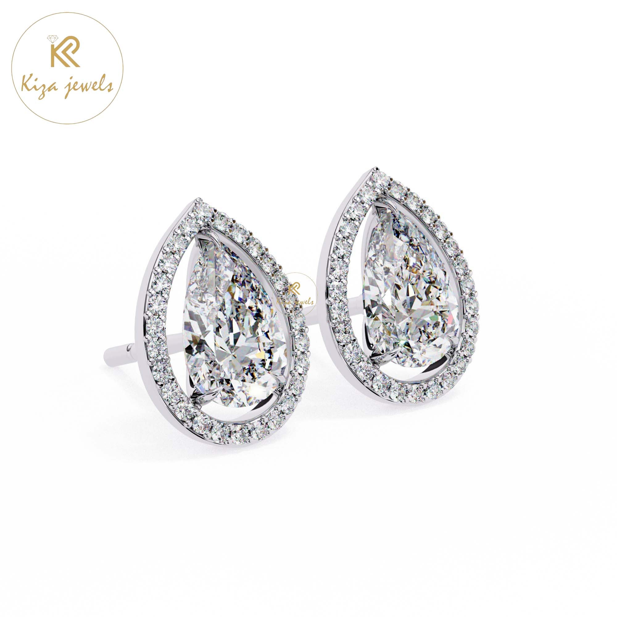 1.62 TDW Pear & Round Cut Diamond Women's Stud Earring