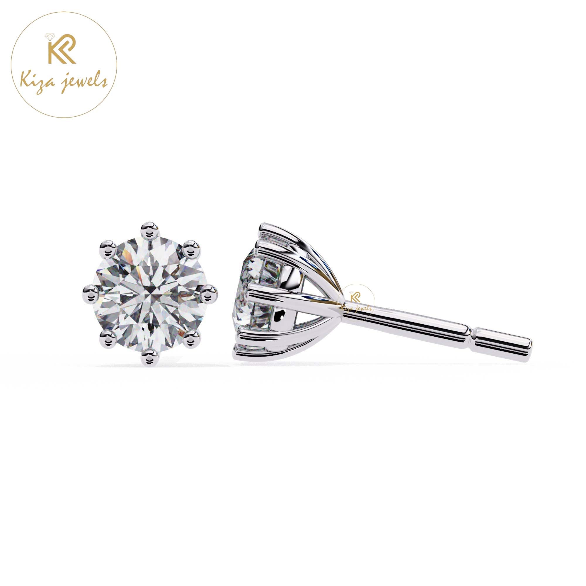 2.57 TDW Round Cut Diamond Women's Stud Earring