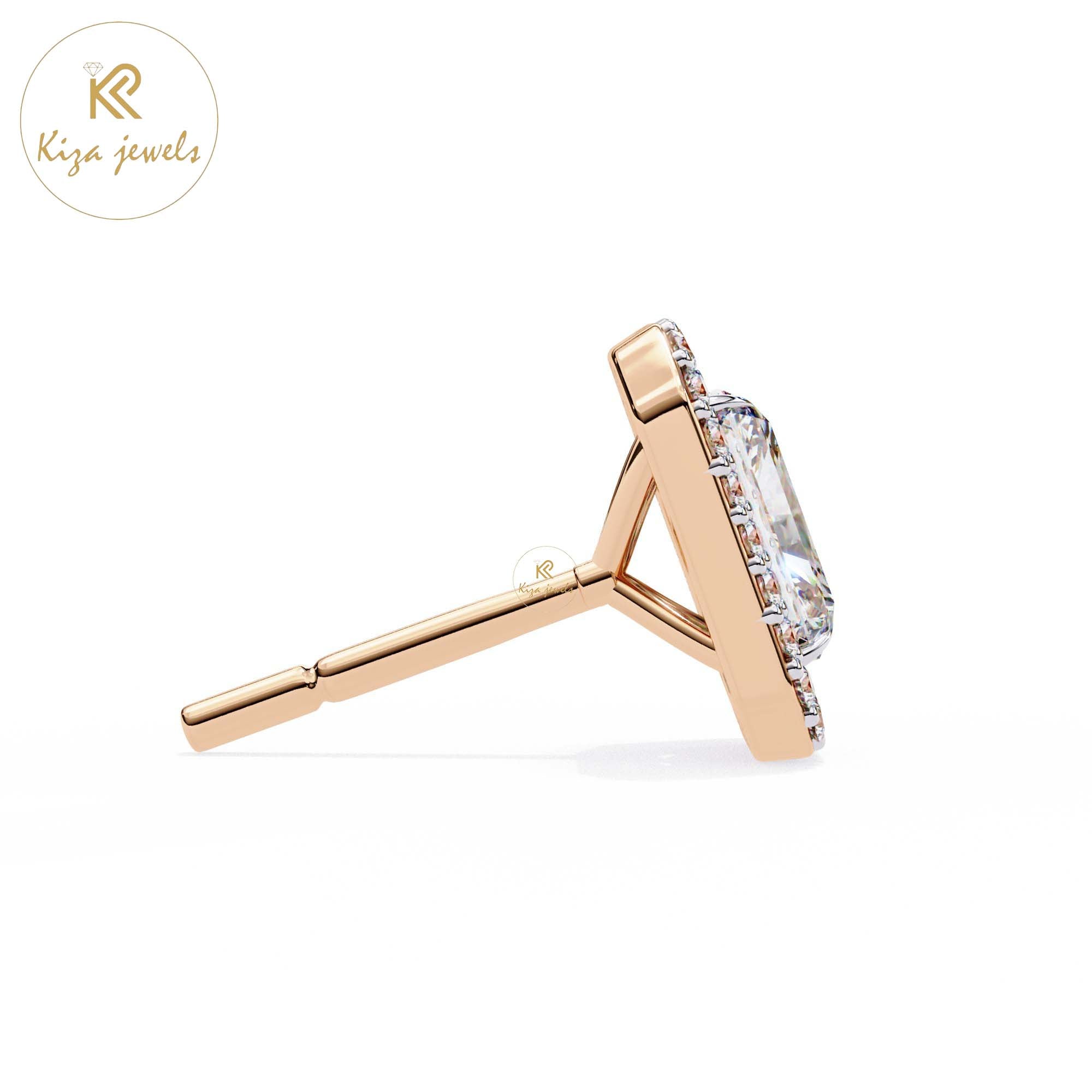 1.92 TDW Radiant & Round Cut Diamond Women's Stud Earring