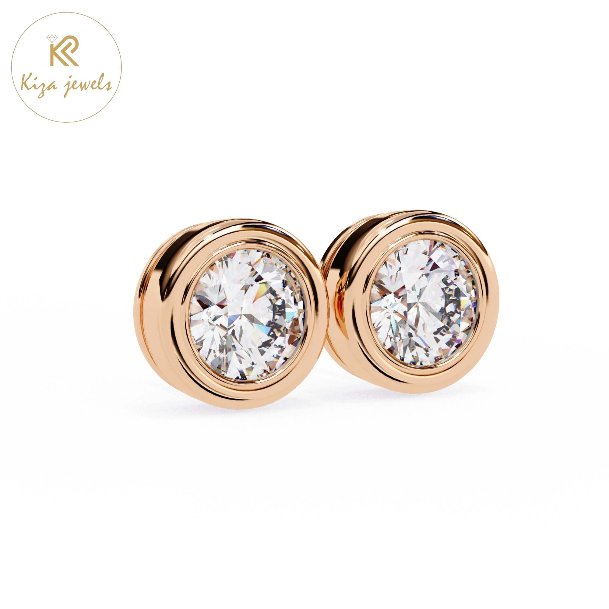 2.43 TDW Round Cut Diamond Women's Stud Earring