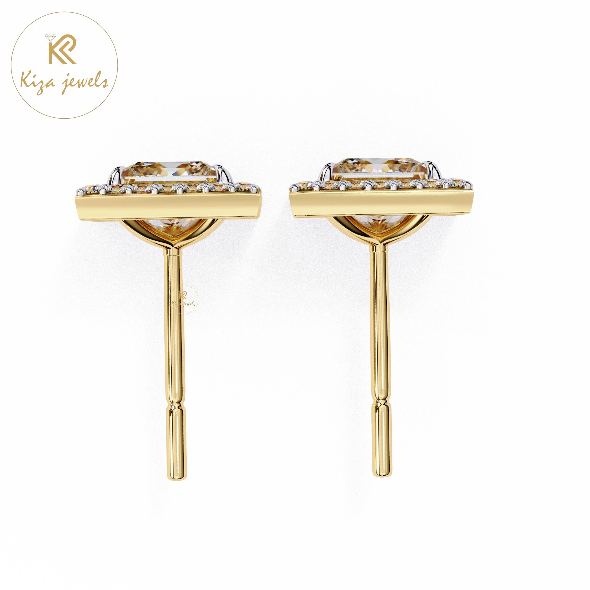 1.68 TDW Princess & Round Cut Diamond Women's Stud Earring