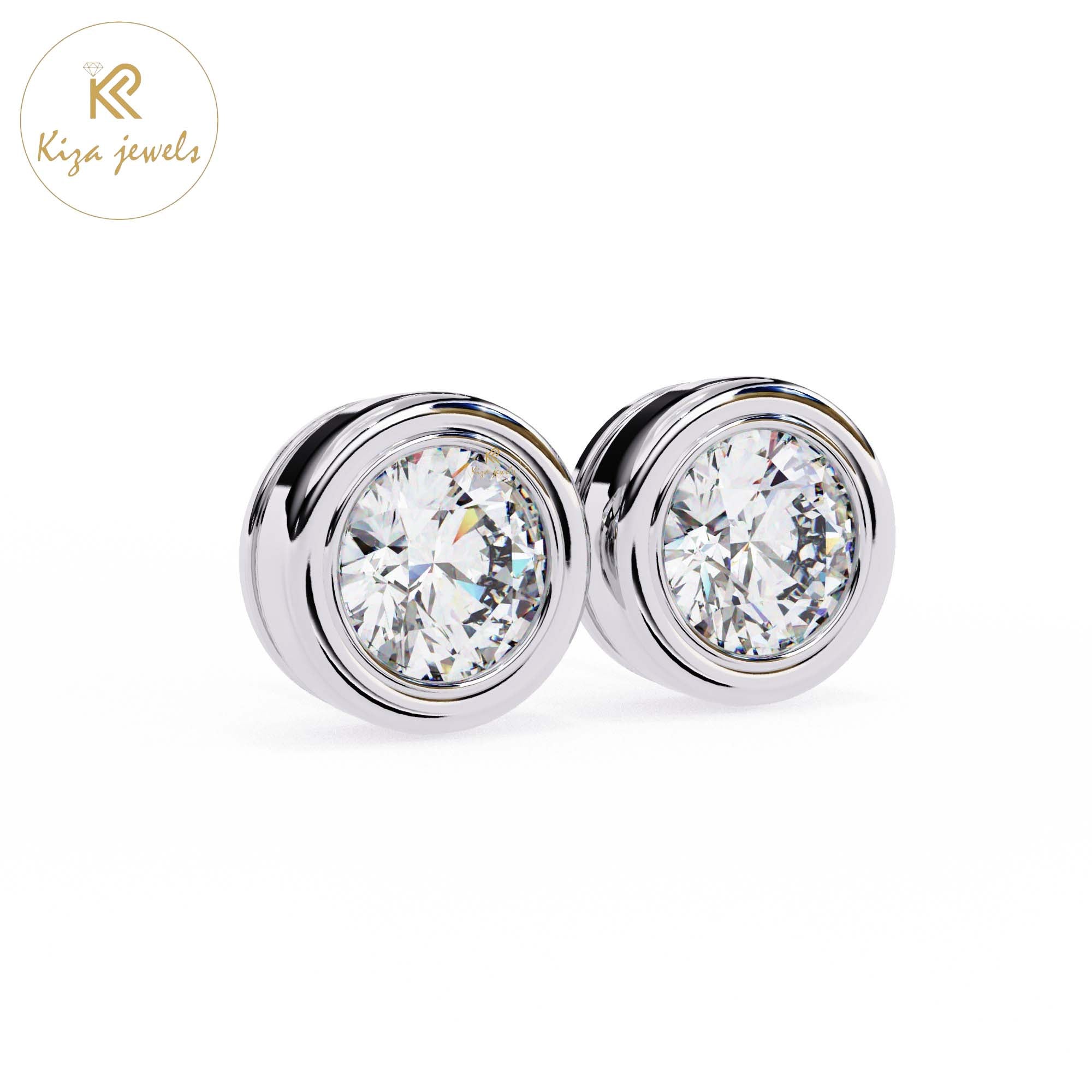 2.43 TDW Round Cut Diamond Women's Stud Earring