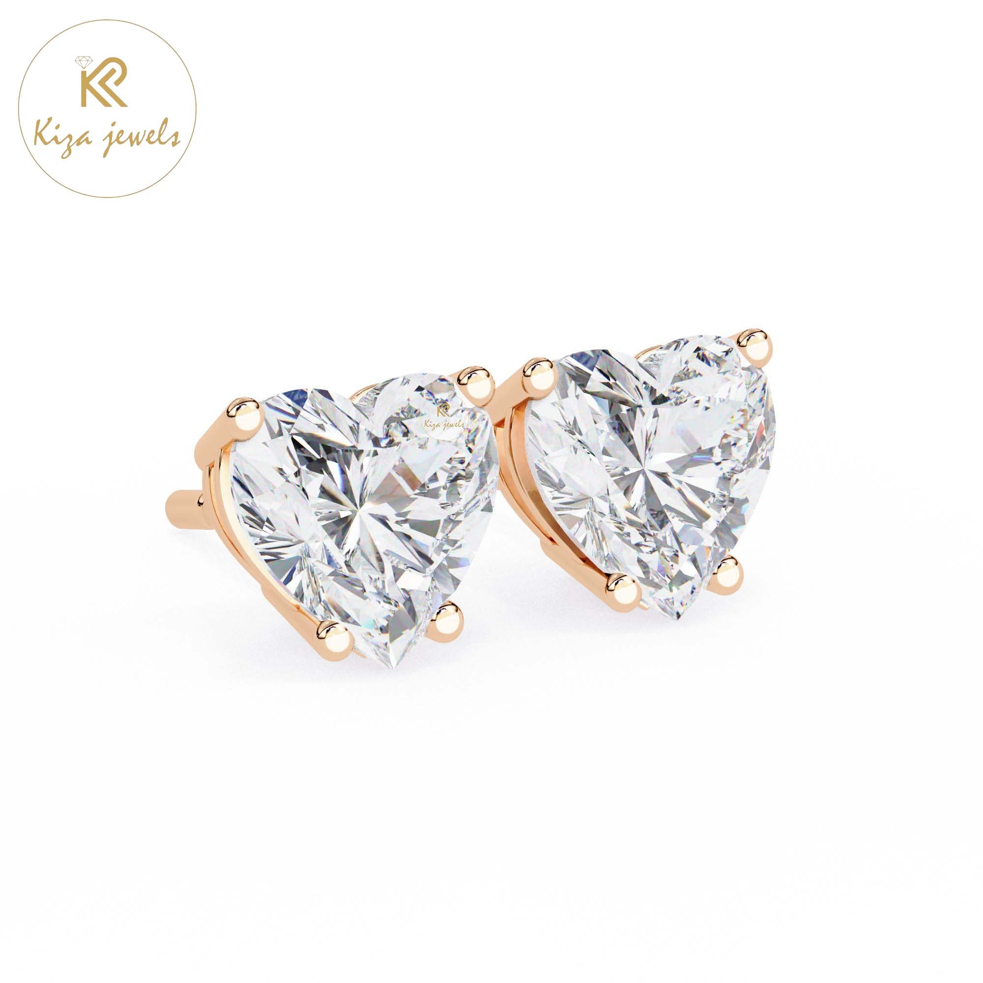 2.43 TDW Heart Cut Diamond Women's Stud Earring