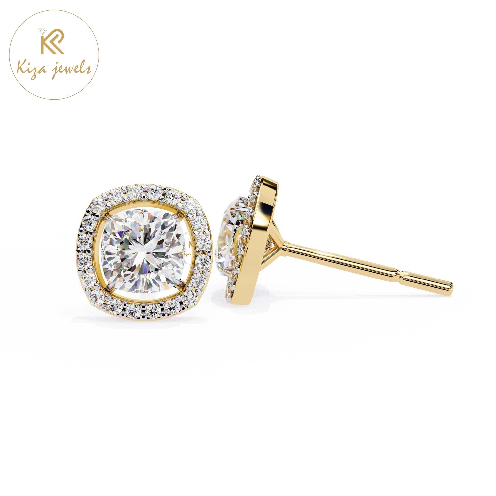 1.92 TDW Cushion & Round Cut Diamond Women's Stud Earring