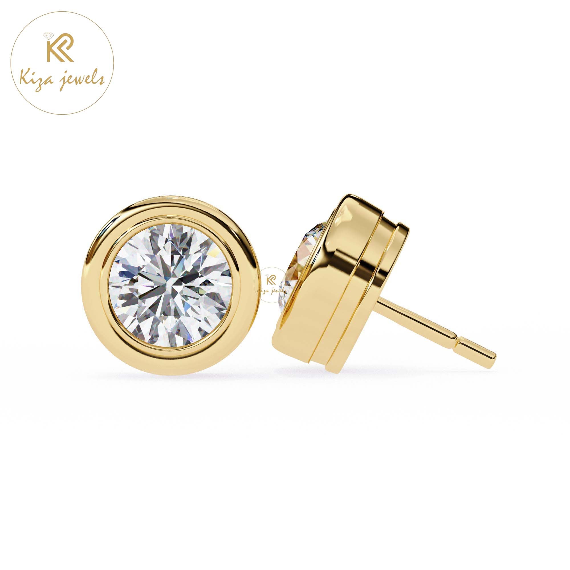 2.43 TDW Round Cut Diamond Women's Stud Earring